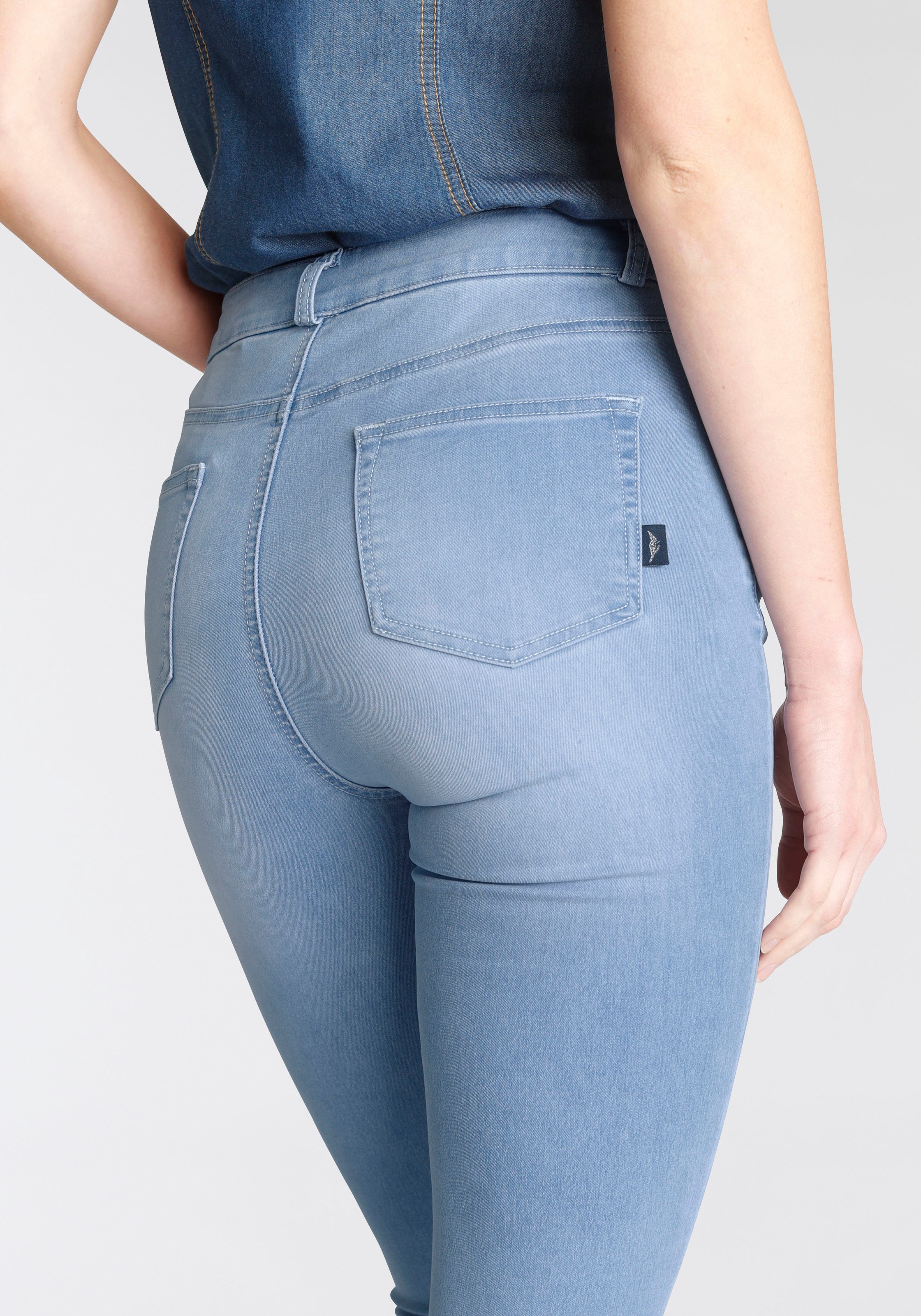 Stretch«, Knopfleiste Waist Online »Ultra Skinny-fit-Jeans mit Shop High Arizona OTTO durchgehender im