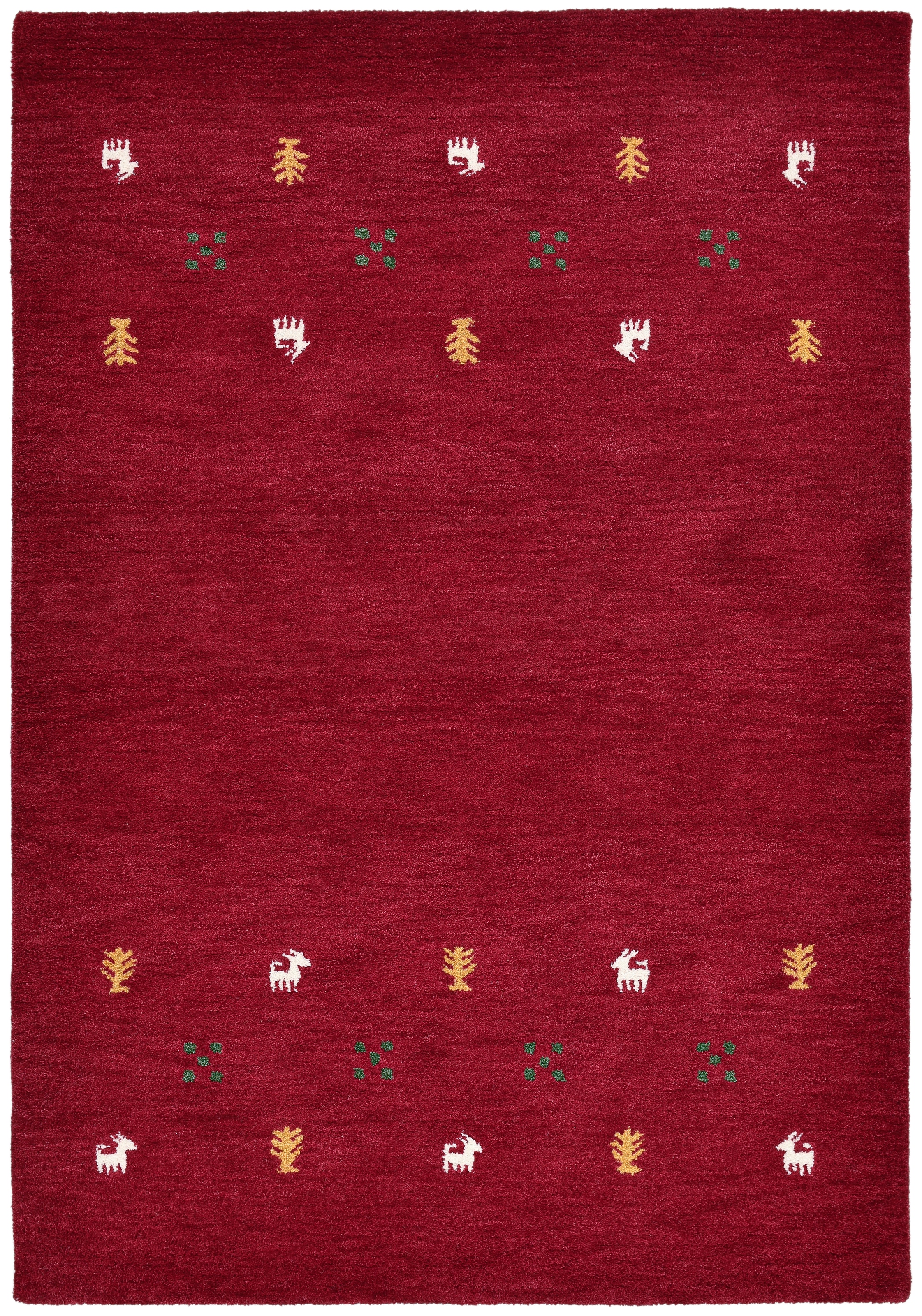 THEKO Wollteppich »Gabbeh Motiv, Handgefertigt, Teppich, Tiermotiv,  reine Wolle« rechteckig 14 mm Höhe reine Wolle, Wohnzimmer, Schlafzimmer, Esszimmer