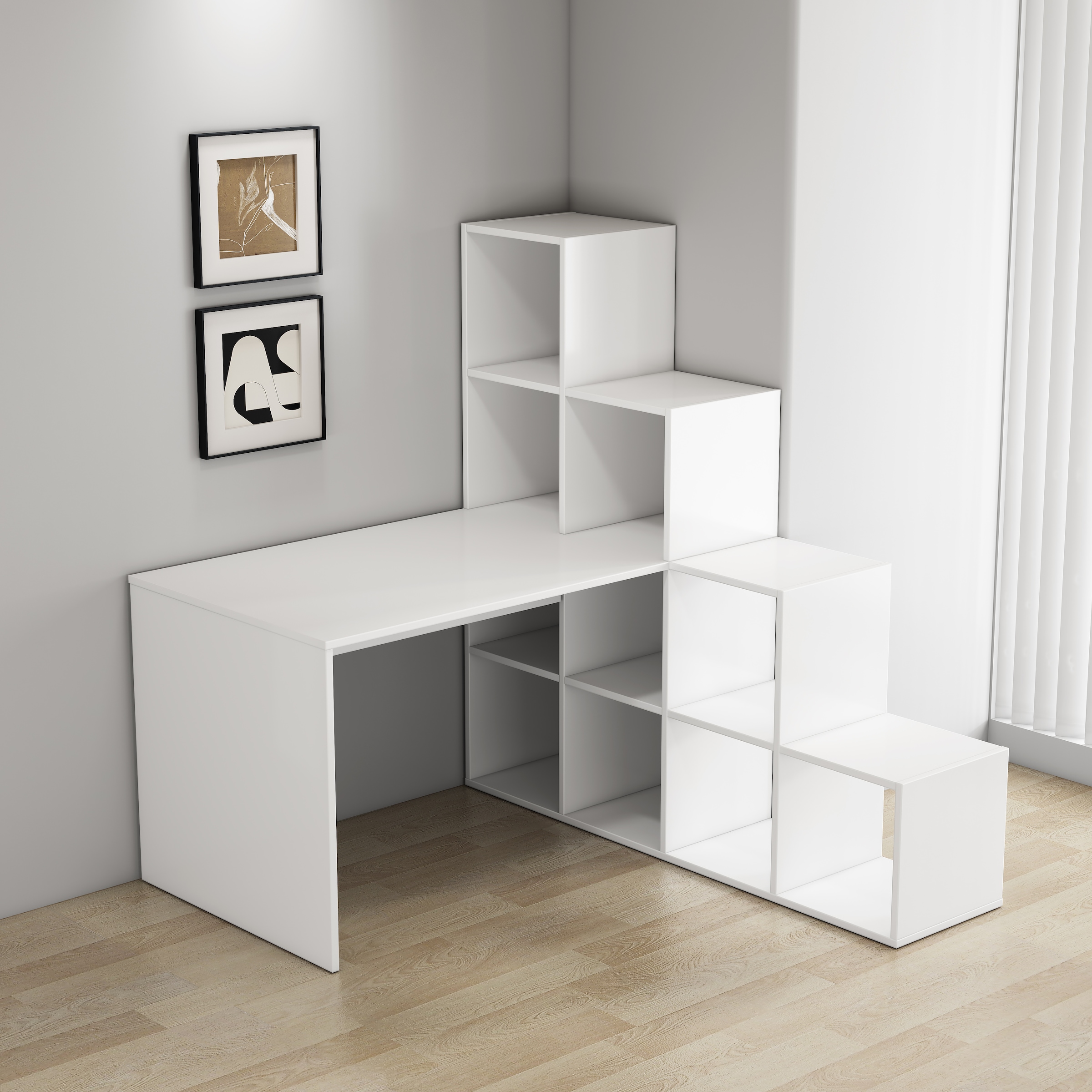 OTTO home Regal-Schreibtisch »Ciela« Set,  flexible Aufstellmöglichkeiten, wechselseitig  montierbar, B. 137 cm