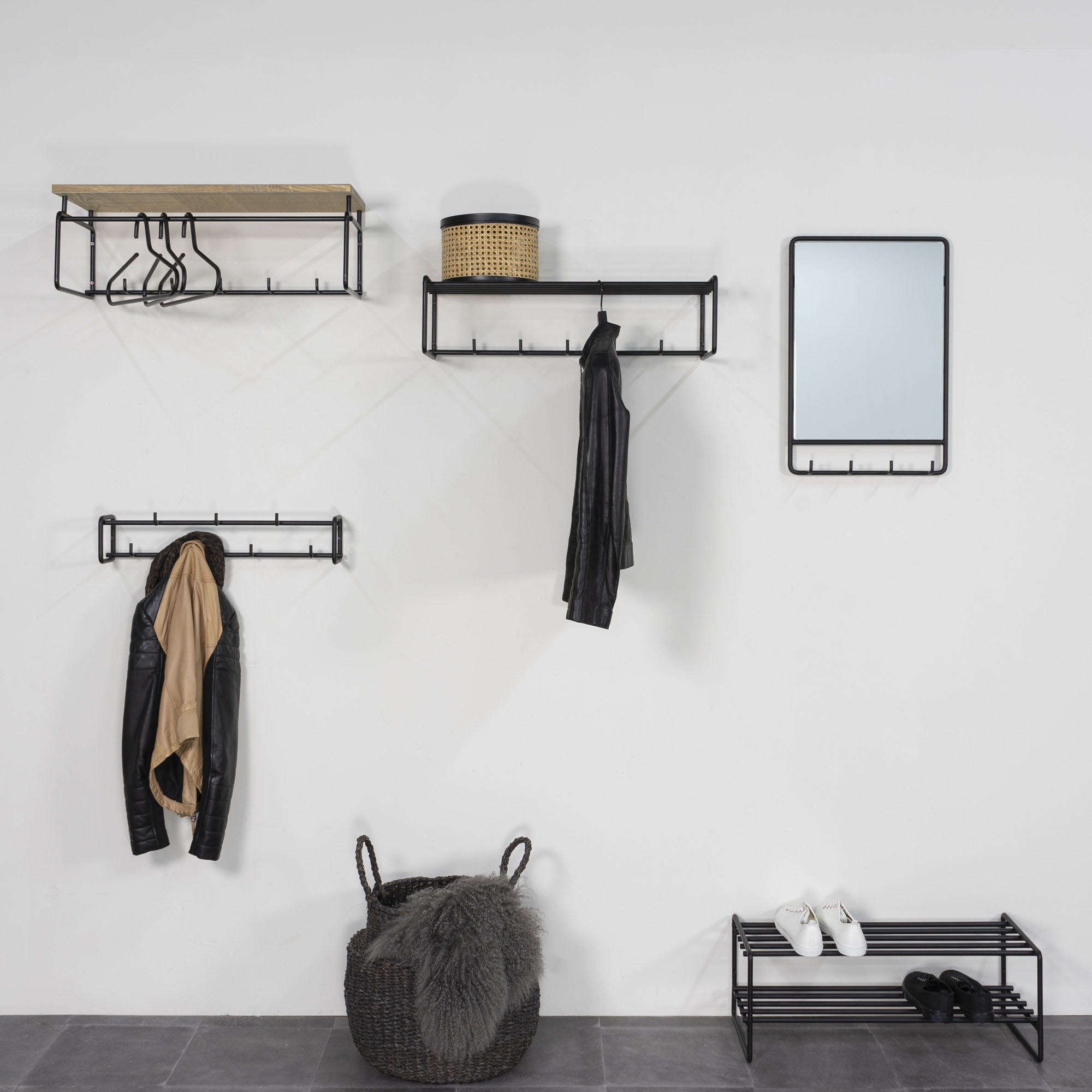 Spinder Design Garderobenleiste »CLINT 2«, (1 St.), Wandgarderobe aus Stahl im Skandinavischen Stil