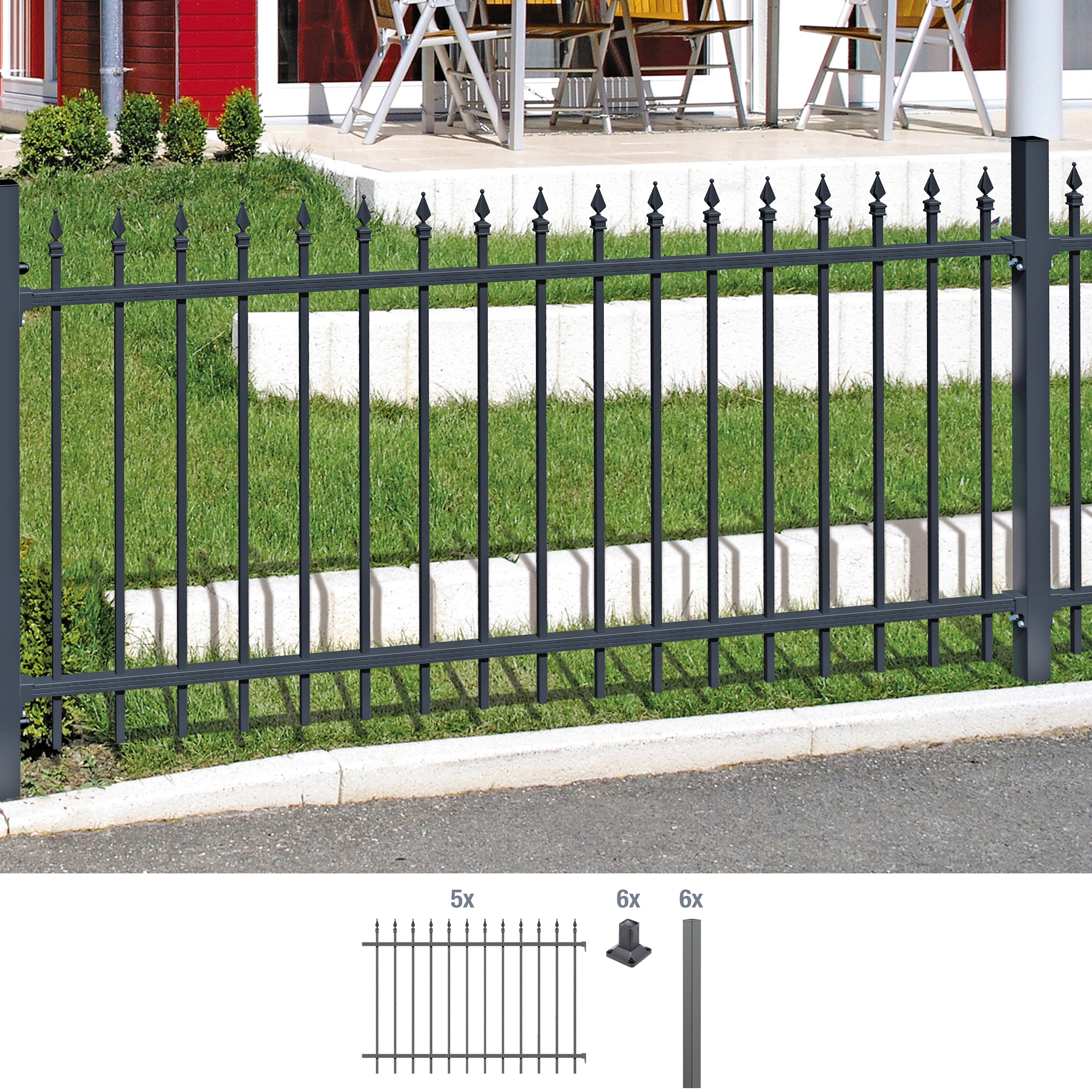 Alberts Metallzaun »Chaussee« Höhe: 100 und 120 cm in grau, Größe H/L: 100 cm x 10 m