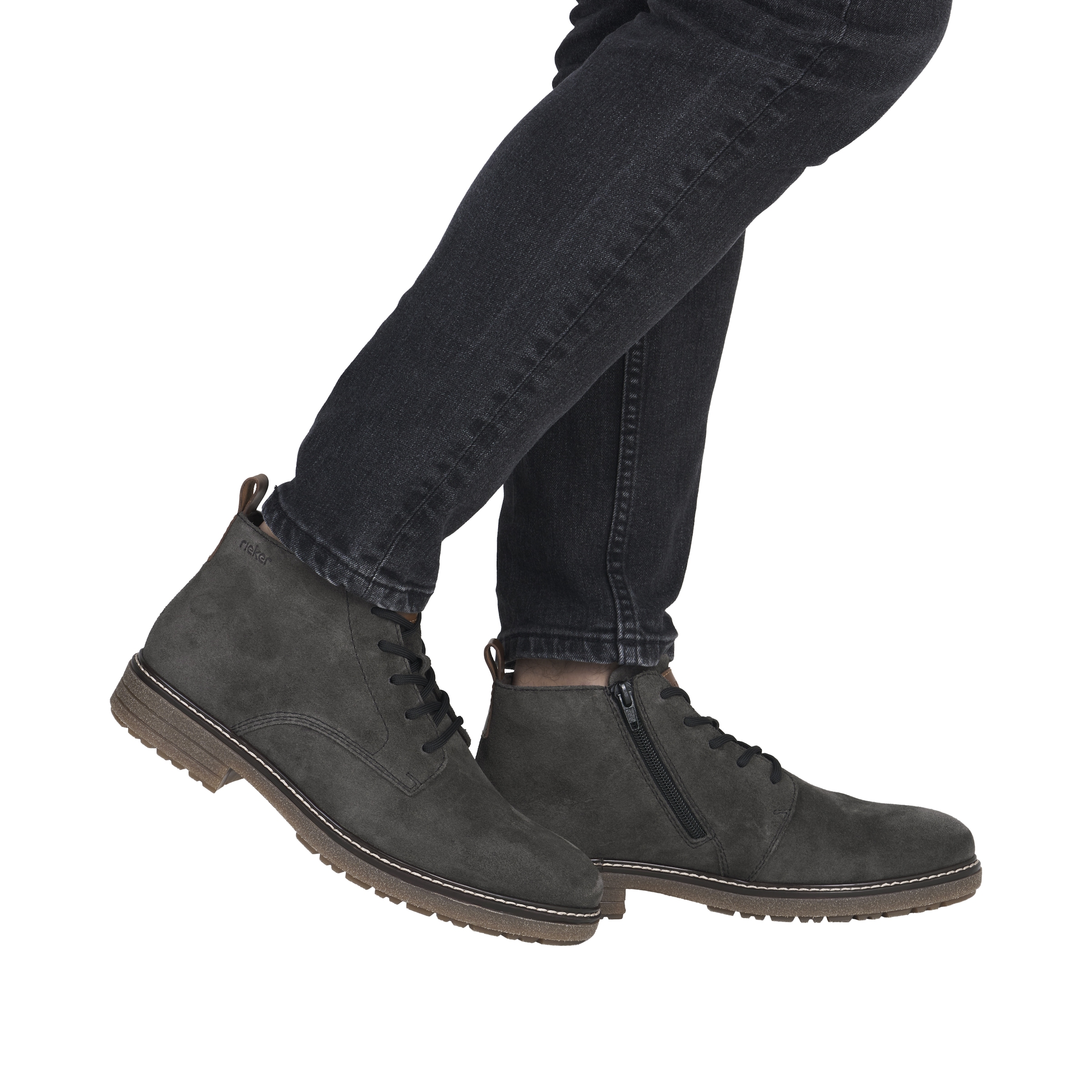 Rieker Schnürstiefelette, Schnürboots, Workerboots, Profilsohle, mit Anziehlasche