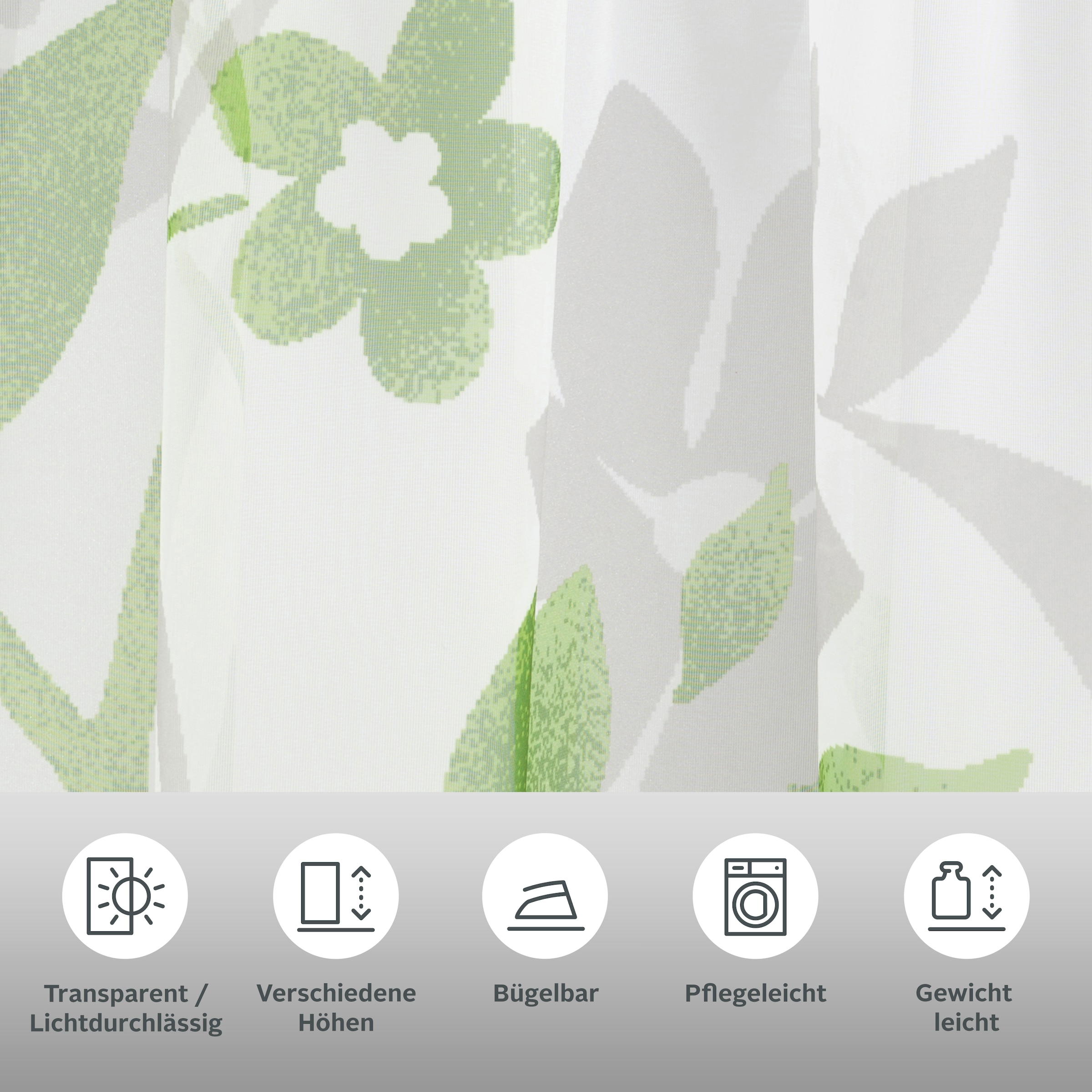 Home affaire Gardine »Ina«, (2 St.), transparent, 2-er Set, einseitig bedruckt, Voile