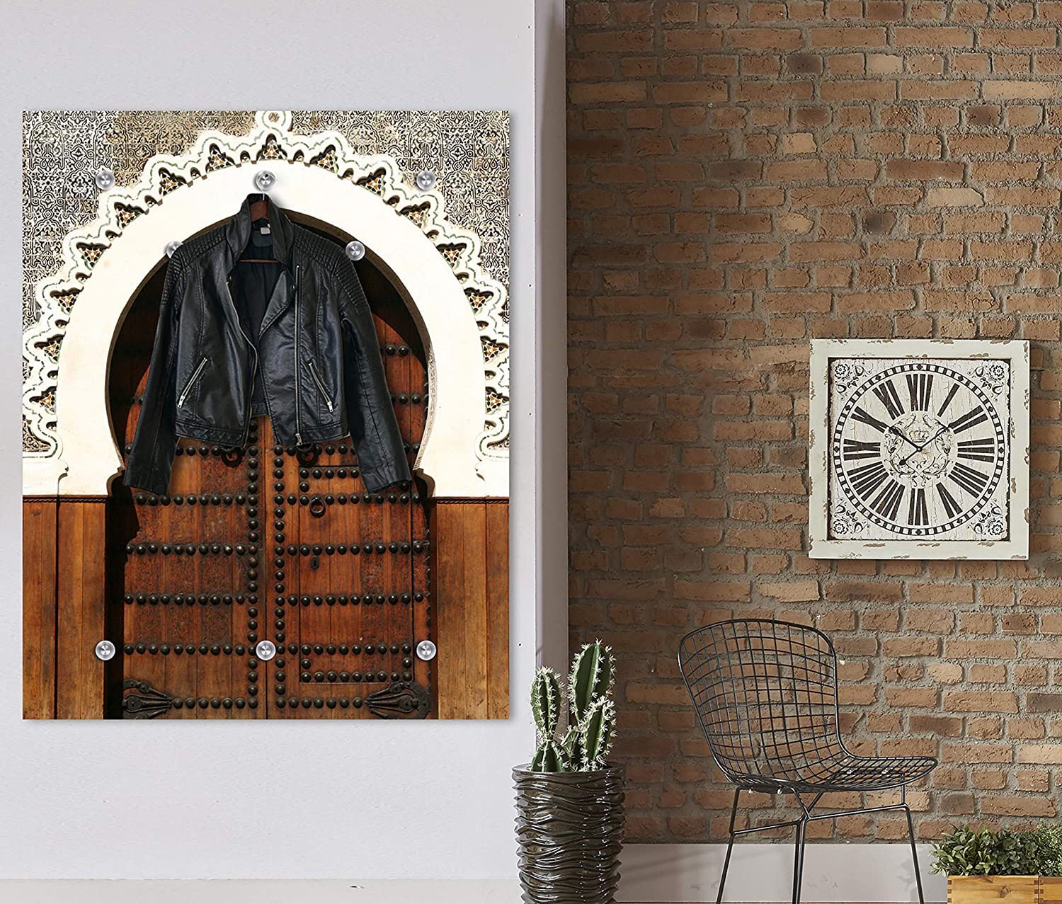 Queence Garderobenleiste »Zelda« mit 8 Haken in braun, Größe B/H/T: 100 cm x 120 cm x 3 cm