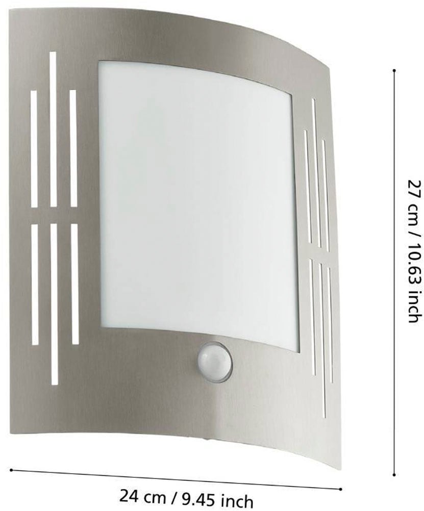 EGLO Außen-Wandleuchte »CITY Wandleuchte, Außenbeleuchtung, Edelstahl, exkl. Leuchtmittel«, 1 flammig, Leuchtmittel E27 | ohne Leuchtmittel, IP44, Außen-Wandlampe, Garten, Terasse, Garage, Balkon, 23,5x26x9cm