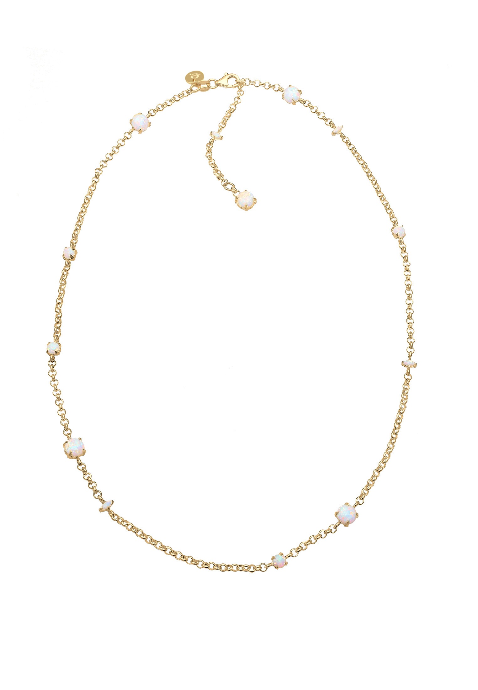 Elli Premium Silberkette »Halskette Synthetischer Opal Weiß 925 Sterling Silber vergoldet«