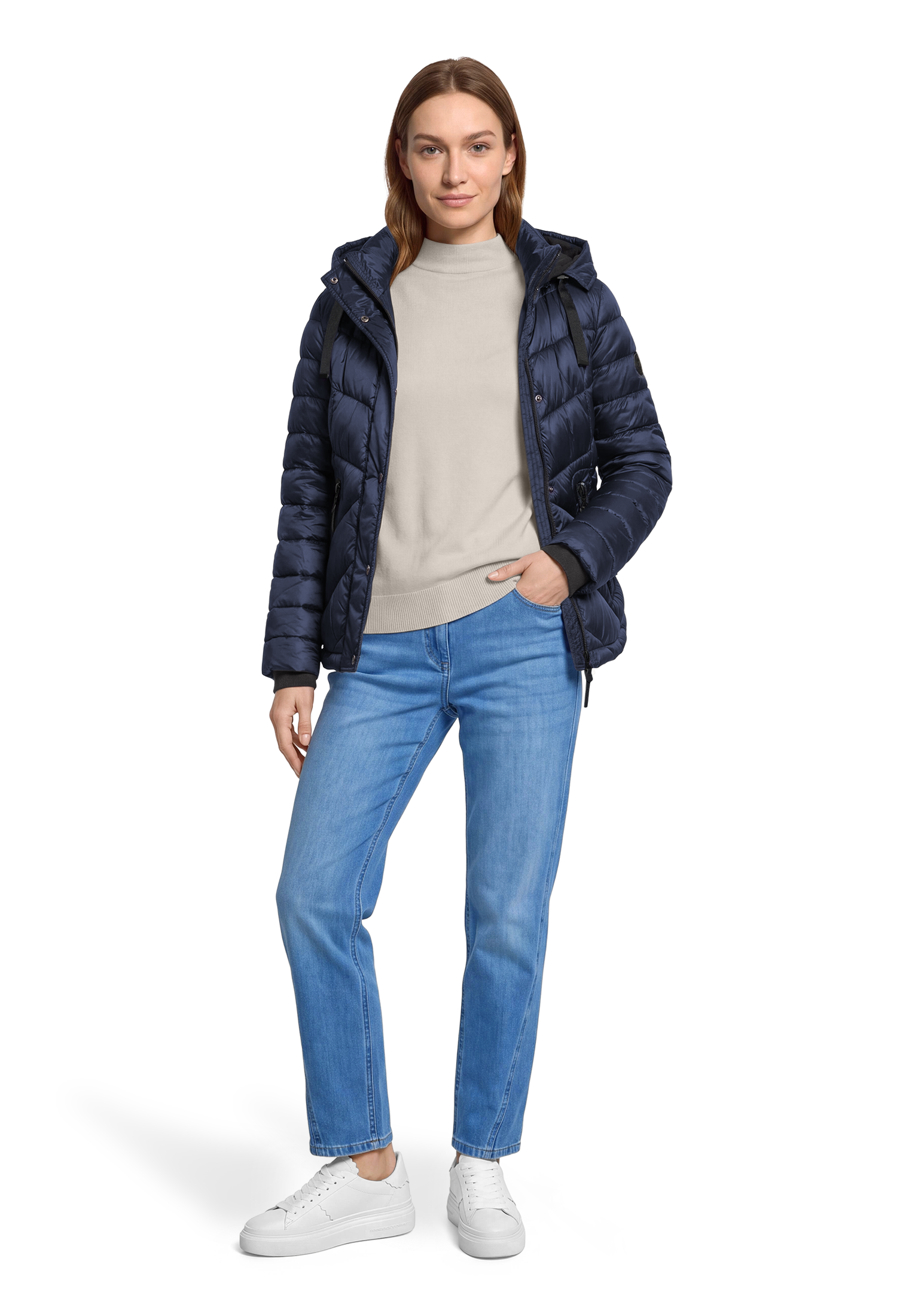 Gil Bret Steppjacke mit Kapuze mit abnehmbarer Kapuze und verdecktem Reißverschluss