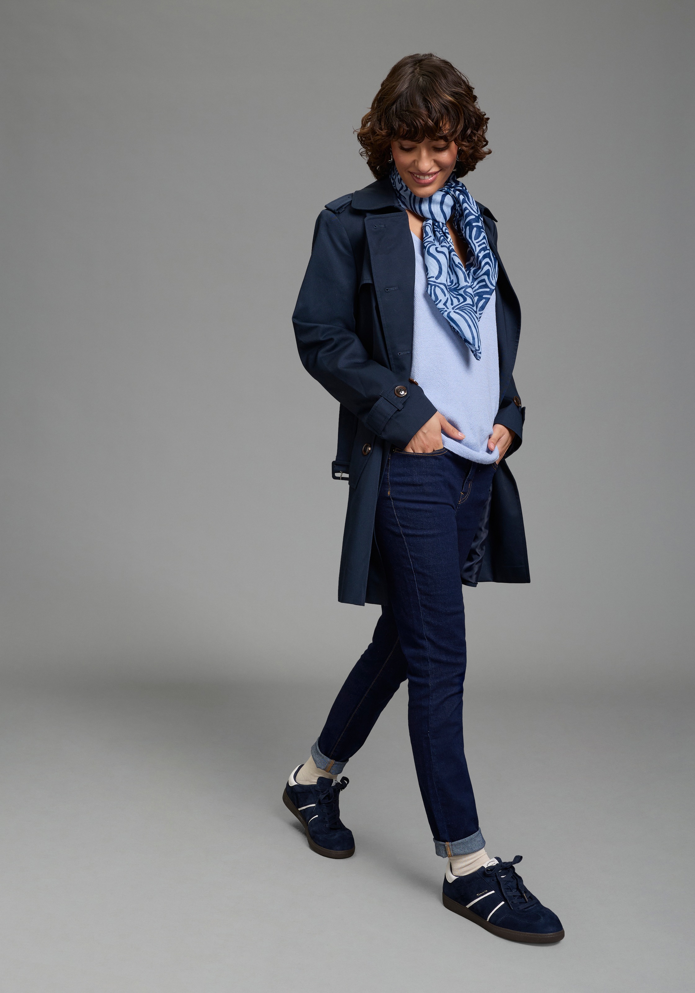 Laura Scott Kurzarmpullover mit modernem Perlstrick und lässiger Passform