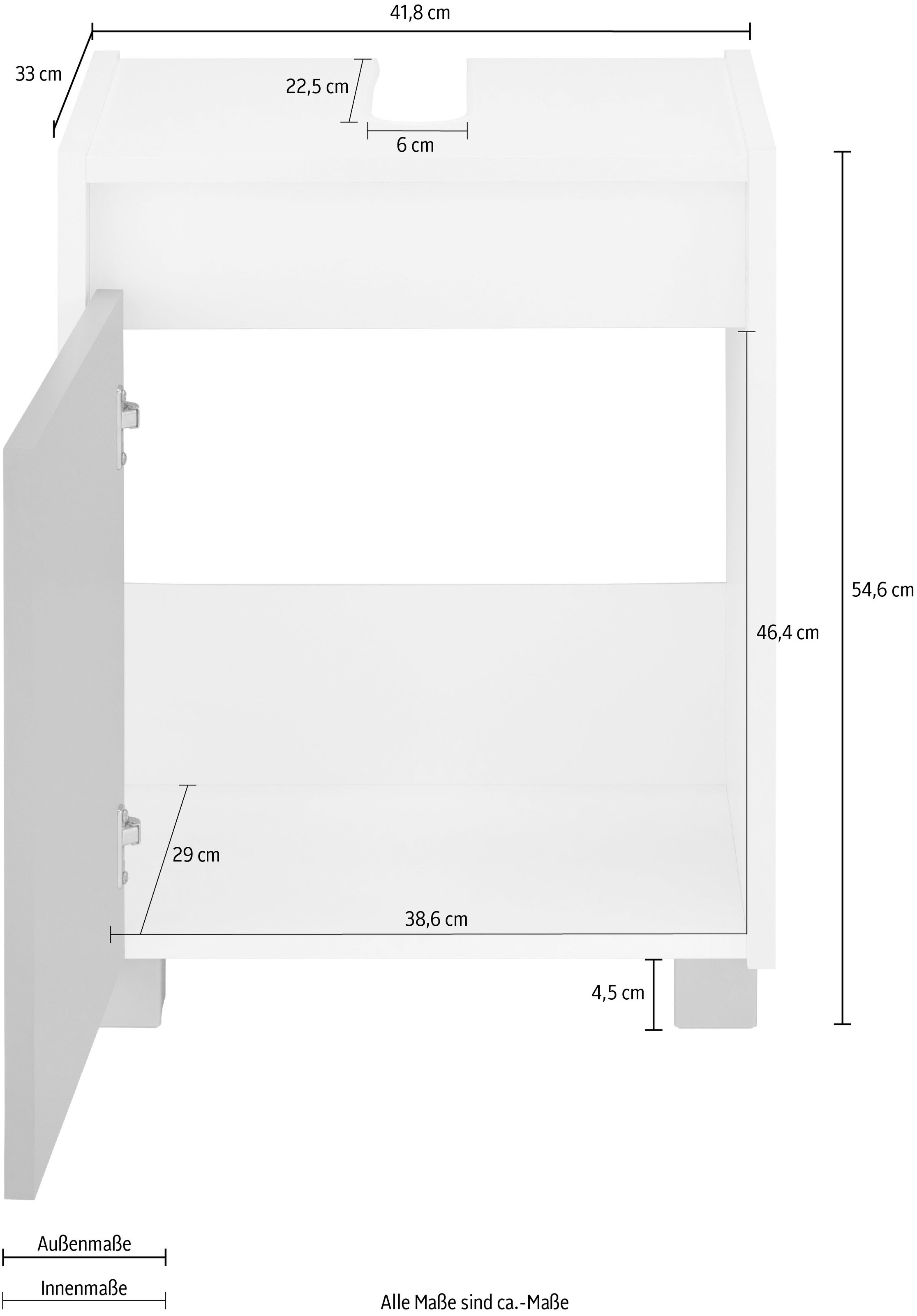 INOSIGN Waschbeckenunterschrank »List«, Breite 41,8 cm, Höhe 54,6 cm,  grifflos, Siphonausschnitt kaufen bei OTTO