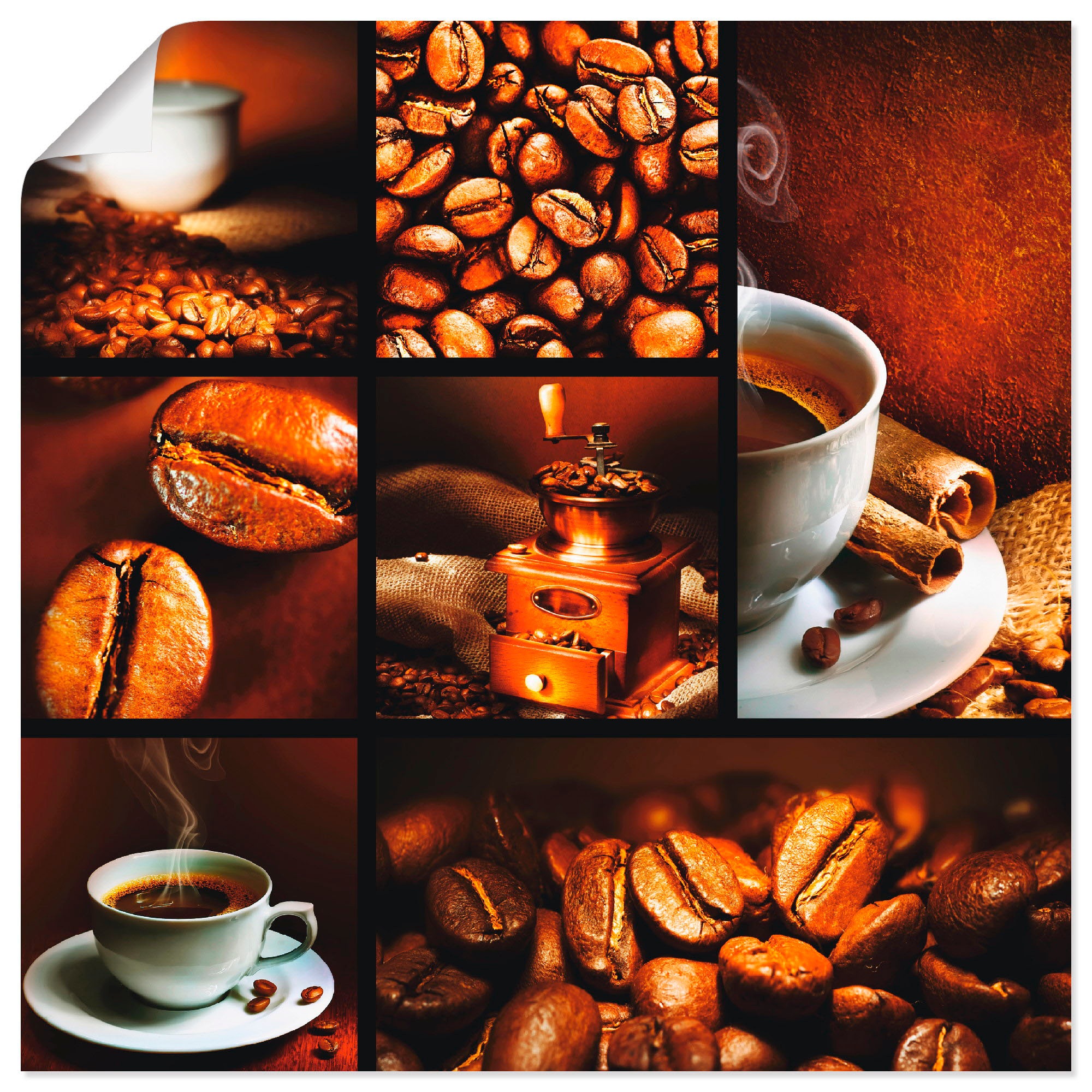 Artland Wandbild »Kaffee Collage«, Getränke, (1 St.), in vielen Größen & Produktarten -Leinwandbild, Poster, Wandaufkleber / Wandtattoo auch für Badezimmer geeignet