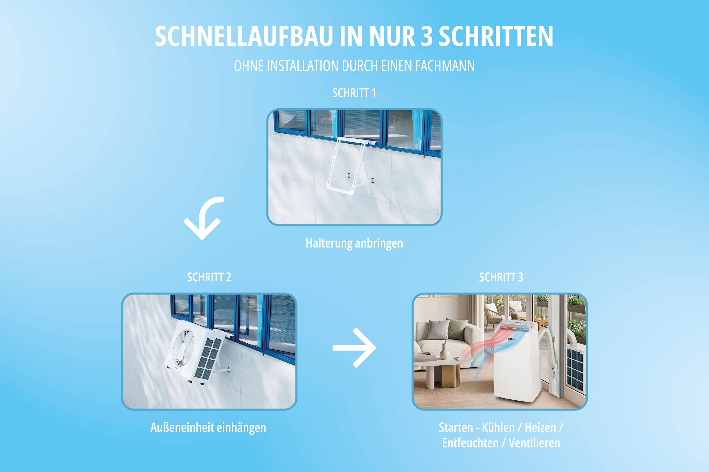 Unold Split-Klimagerät »Mobil, 12K, 86340« mit Fensterabdichtung und Fenster-Verschluss
