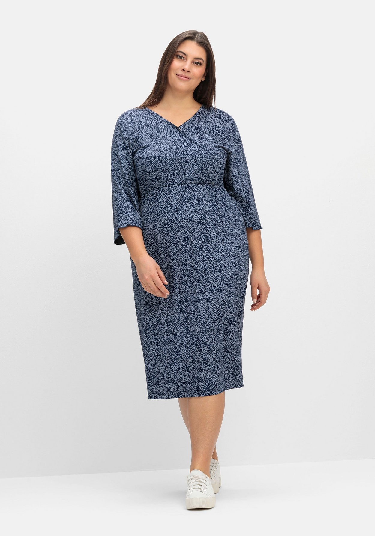Sheego Jerseykleid »Jerseykleid in Wickeloptik, mit Minimalprint«