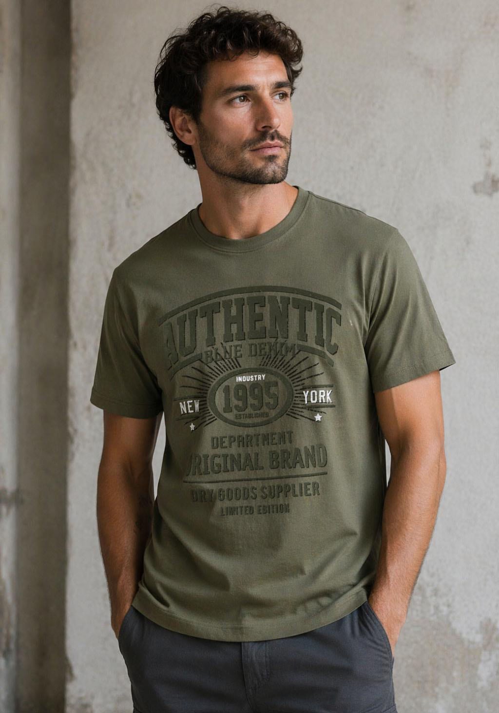 Man's World T-Shirt Kurzarm,  lässige Passform,  bedrucktes Design,  Rundhals