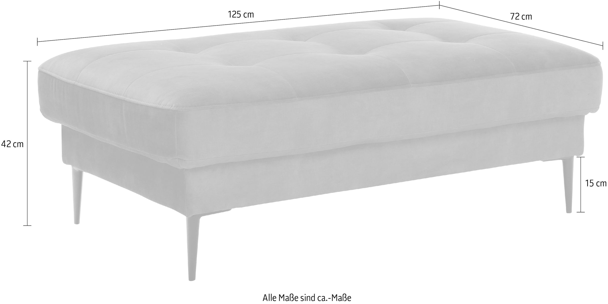 TRENDMANUFAKTUR Polsterhocker »Luzi, Polsterhocker, moderner Fußhocker« passend zur Serie, extra hohe Metallfüße, 125 x 42x 72 cm