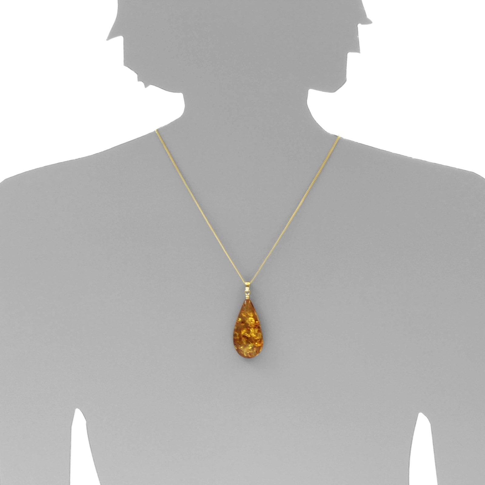 OSTSEE-SCHMUCK Kettenanhänger »- Tropfen ca. 42 mm lang - Gold 333/000 - Bernstein -,«