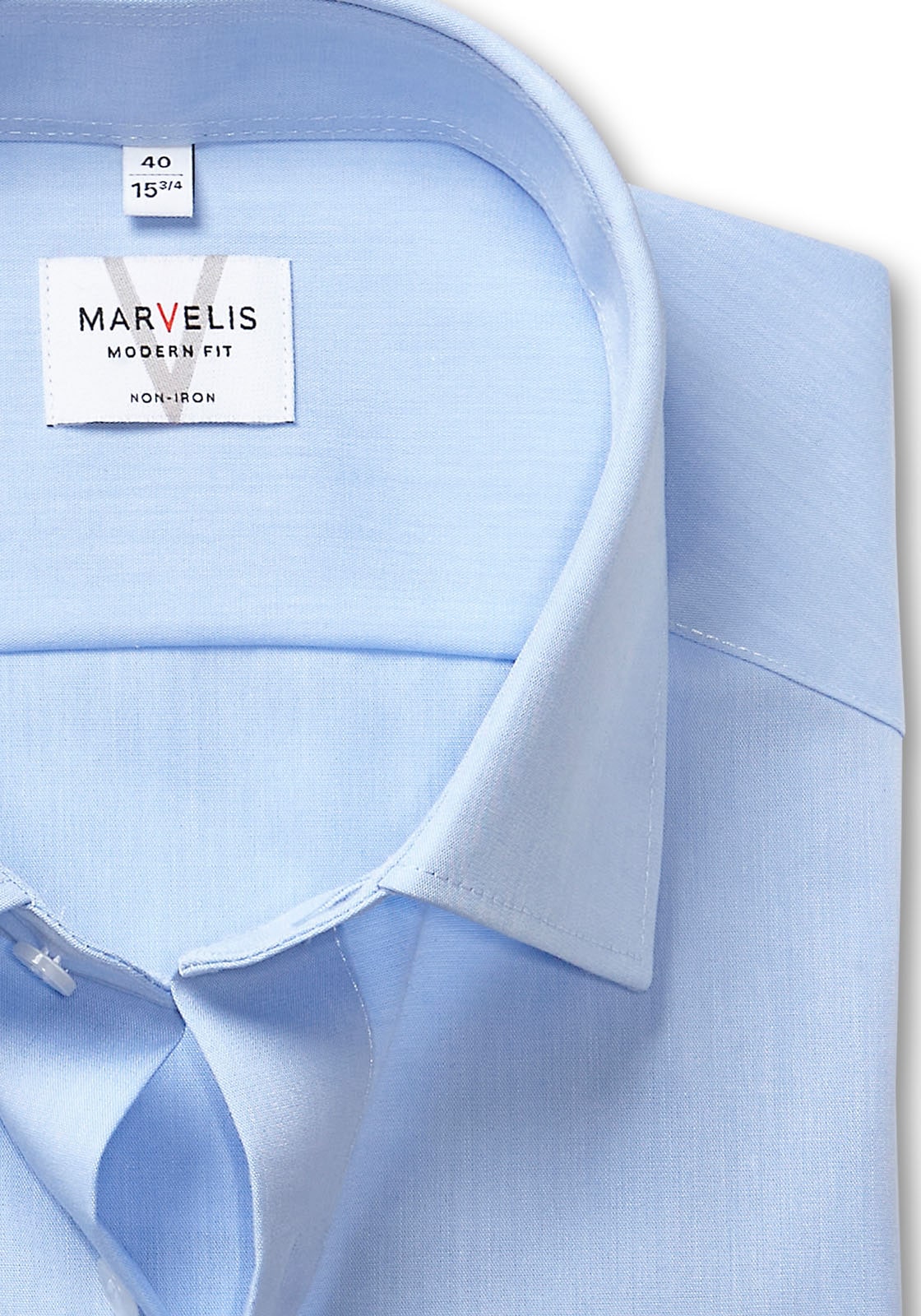 MARVELIS Langarmhemd Businesshemd, Basic, New-Kentkragen, leicht tailliert