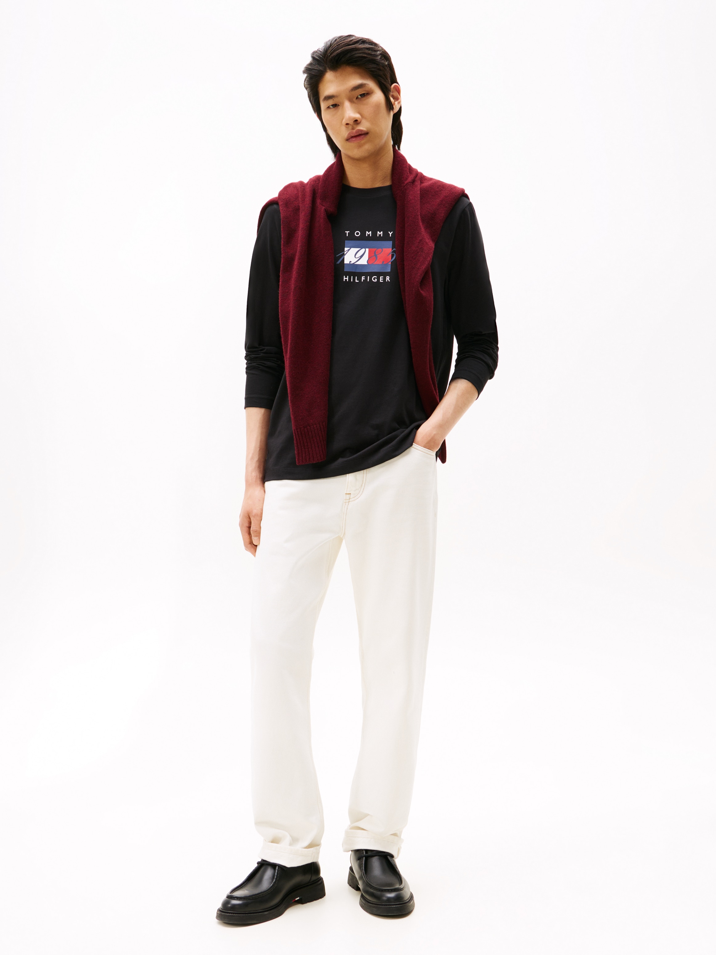 Tommy Hilfiger Langarmshirt »LINEAR FLAG GRAPHIC«, Jersey, Rundhals, Regular Fit, Longsleeve