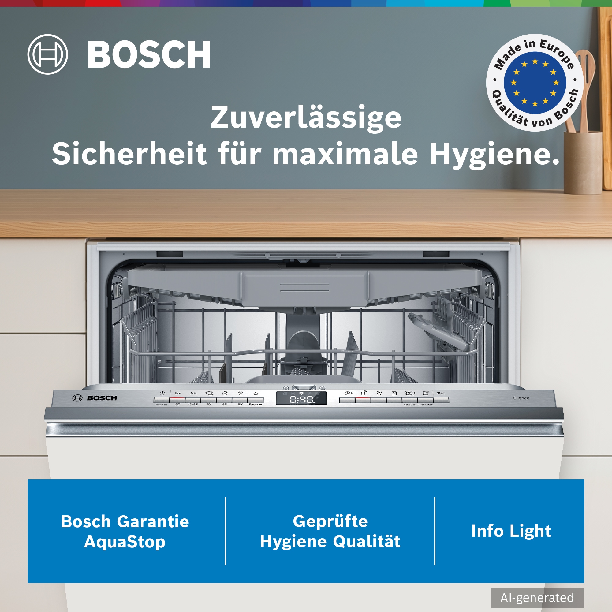 BOSCH vollintegrierbarer Geschirrspüler Serie 4 »SMV4HVX14E« 14 tlg. Maßgedecke Info Light -  erlischt bei Beendigung des Spülvorgangs, flexible Körbe