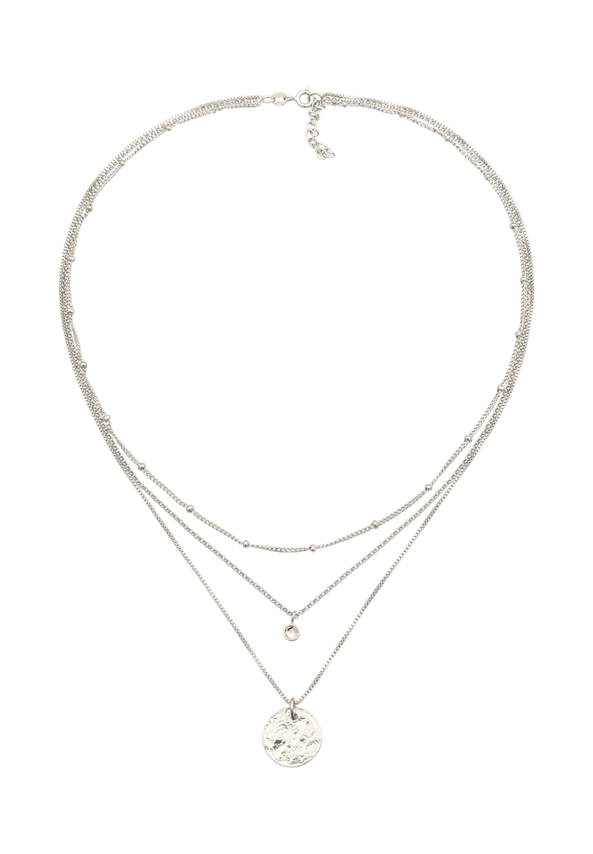 Elli Silberkette »Halskette Layer Plättchen Weiß 925 Sterling Silber vergoldet, mit Kristallen von Swarovski®«