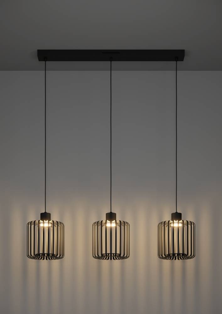 EGLO Hängeleuchte »GINESTRONE-Z Hängelampe schwarz, ZigBee 3.0, Timer, Pendelleuchte,«, 3 flammig, Leuchtmittel LED-Modul | LED fest integriert, App/Sprachsteuerung Alexa, 90x20x110cm, exkl. Fernbedienung, 3-flammig