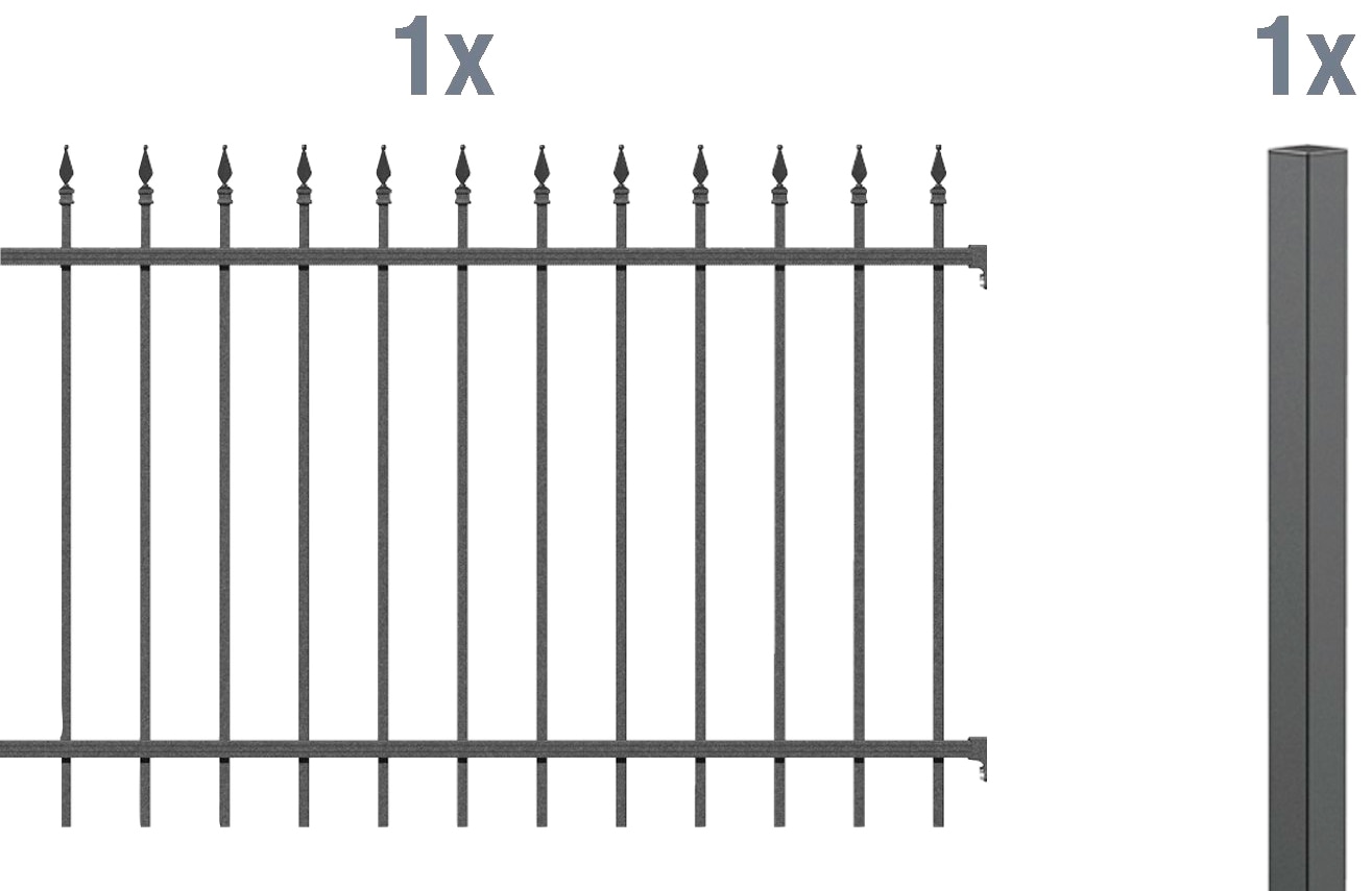 Alberts Metallzaun »Anbauset Chaussee«, Höhe: 100 und 120 cm, Breite: 200 cm, zum Einbetonieren