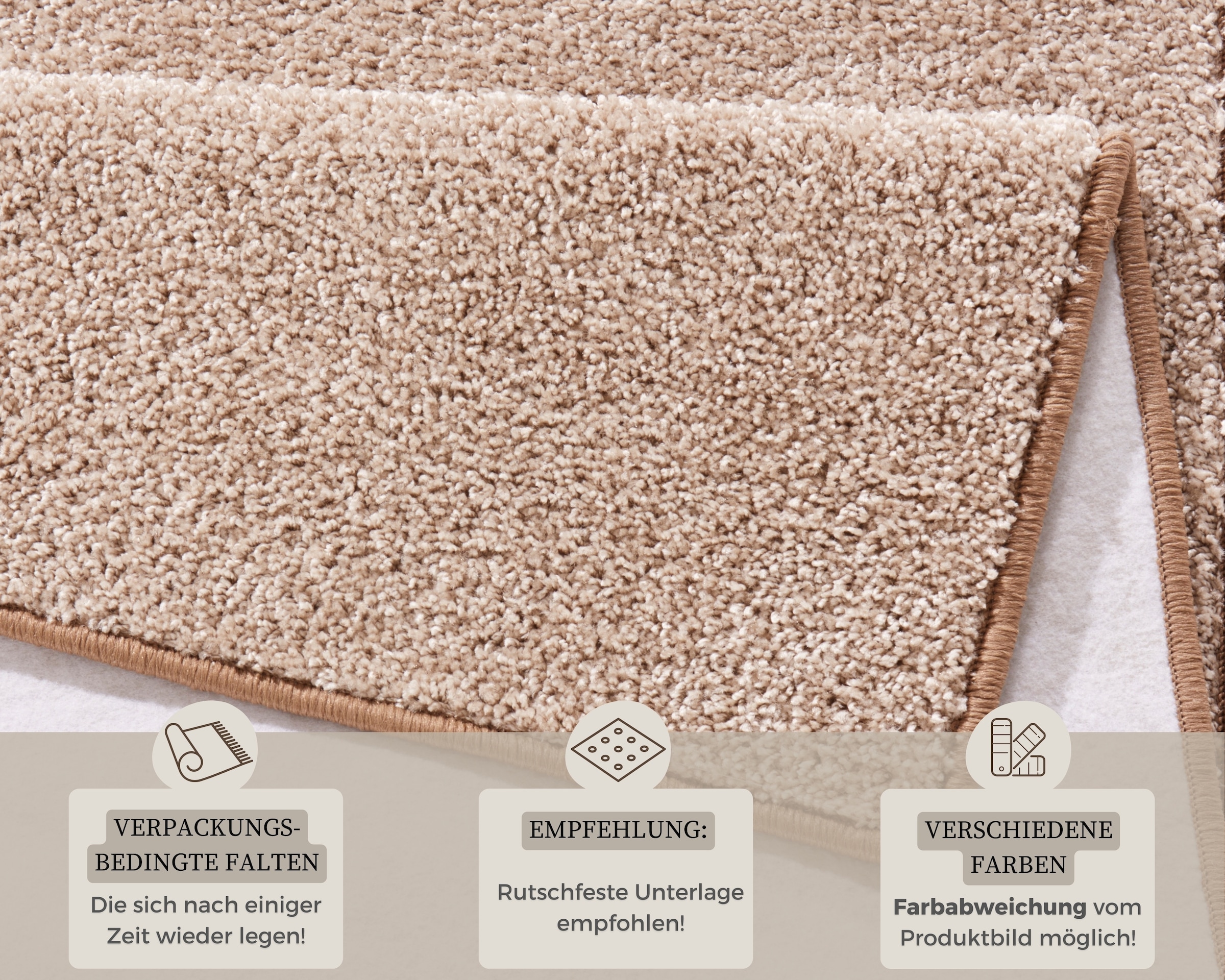 HANSE Home Teppich »Pure 100 Kurzflor«, rechteckig, 13 mm Höhe, Kurzflor, uni, umkettelt, Läufer, Wohnzimmer, Kinderzimmer, Flur