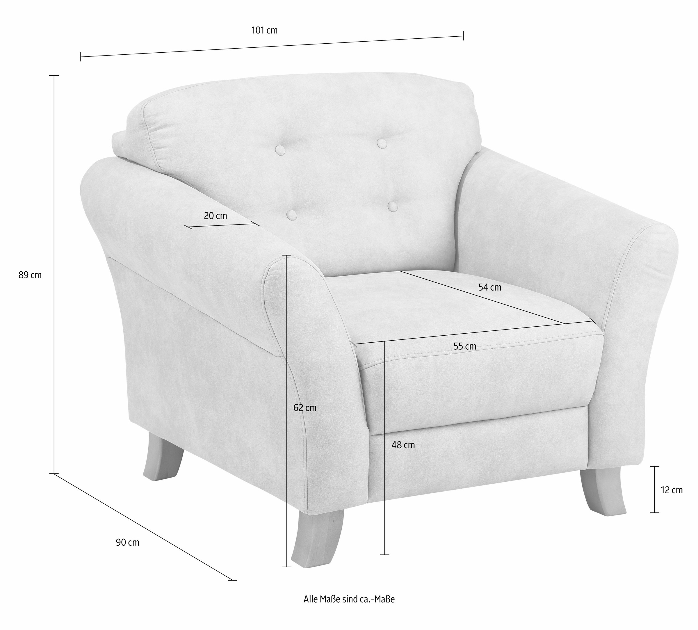 Home affaire Sessel »Trondheim« mit Federkern, Knopfheftung im Rücken