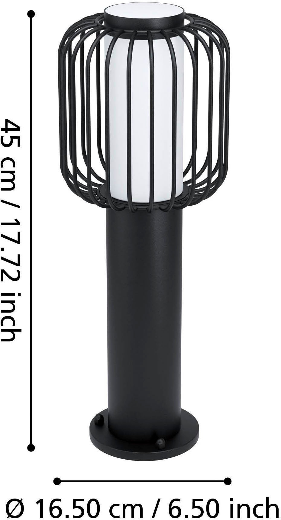 EGLO Sockelleuchte »Ravello Sockellampe, Stahl und Kunststoff, Außenlampe, E27, IP44« E27 1 Stk. Stehleuchte - H45 x Ø16,5 cm - schwarz - 1X28W exkl.