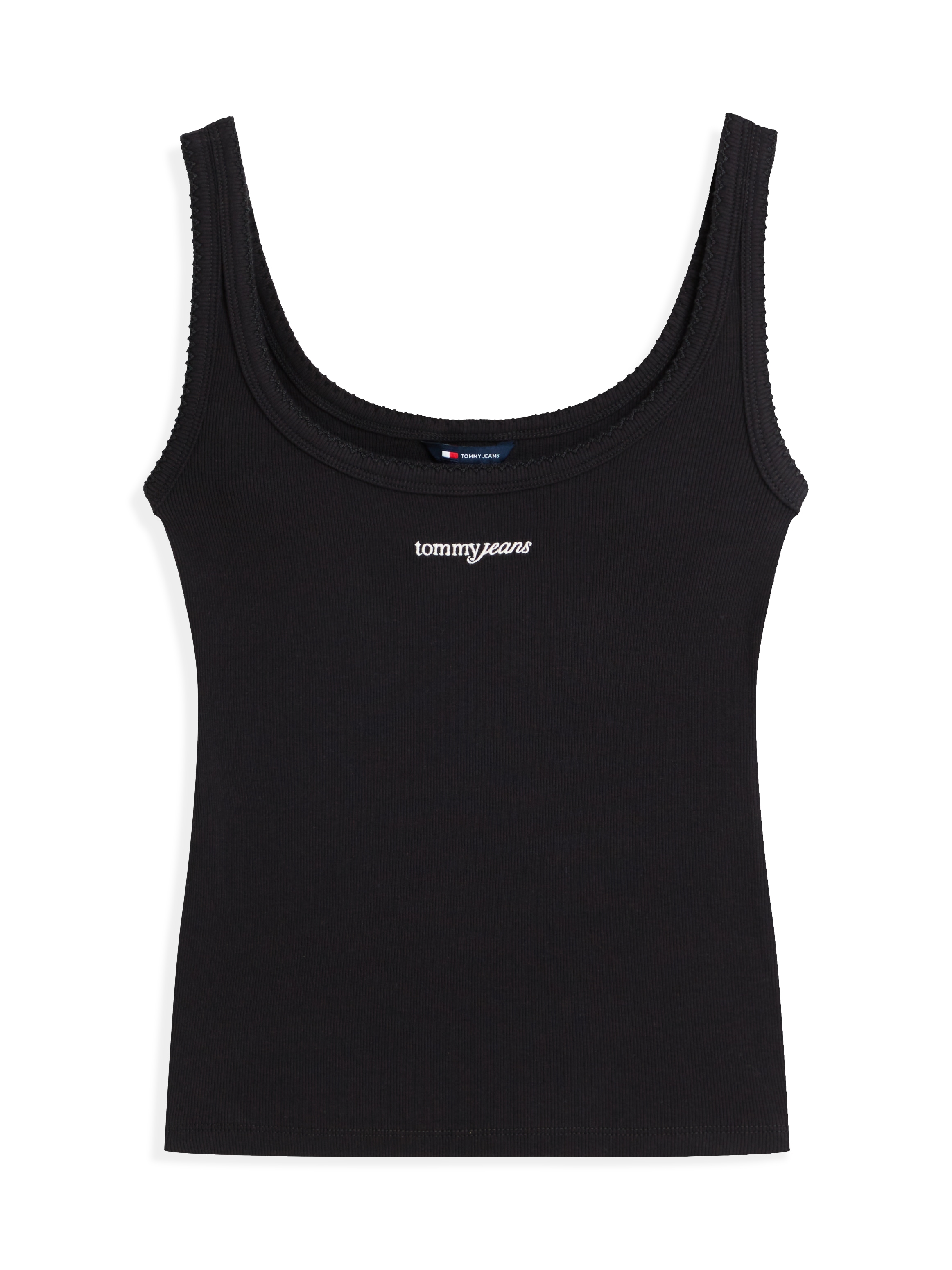 Tommy Jeans Trägertop »TJW SLIM SCRIPT RIB TANK« Baumwollmischung, slim fit, in gerippter Struktur, Logoschriftzug