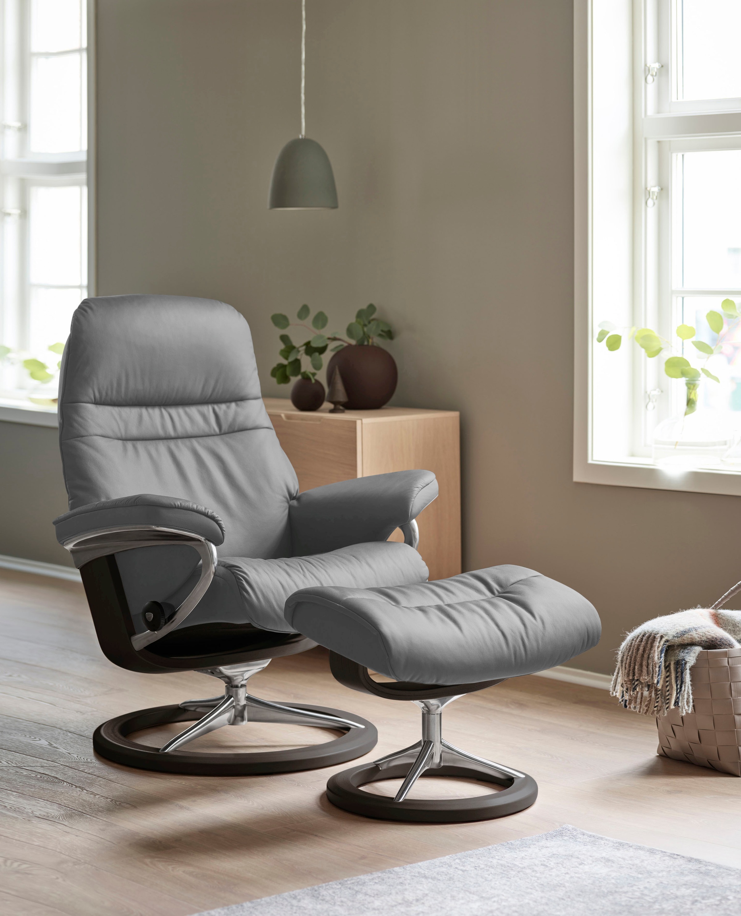 Stressless® Relaxsessel »Sunrise« Set, Relaxsessel mit Hocker,  mit Signature Base, Größe S, Gestell Wenge