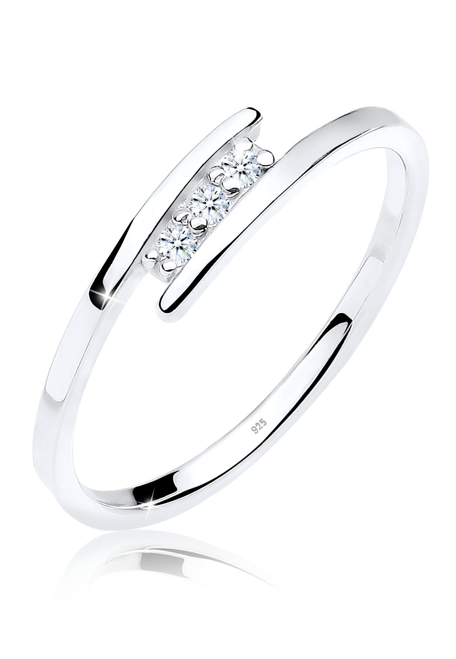 Trauring »Ring Klassiker Trio Diamant 0.04 ct. 925 Silber«