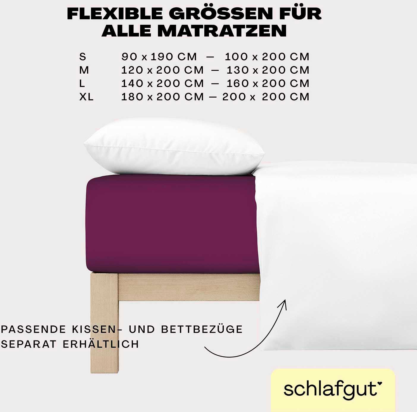Schlafgut Spannbettlaken »EASY aus 100% Baumwolle, weich & saugfähig, Marken-Bettlaken« für Matratzen bis 22 cm Höhe, in 90x200, 140x200 oder 180x200 cm