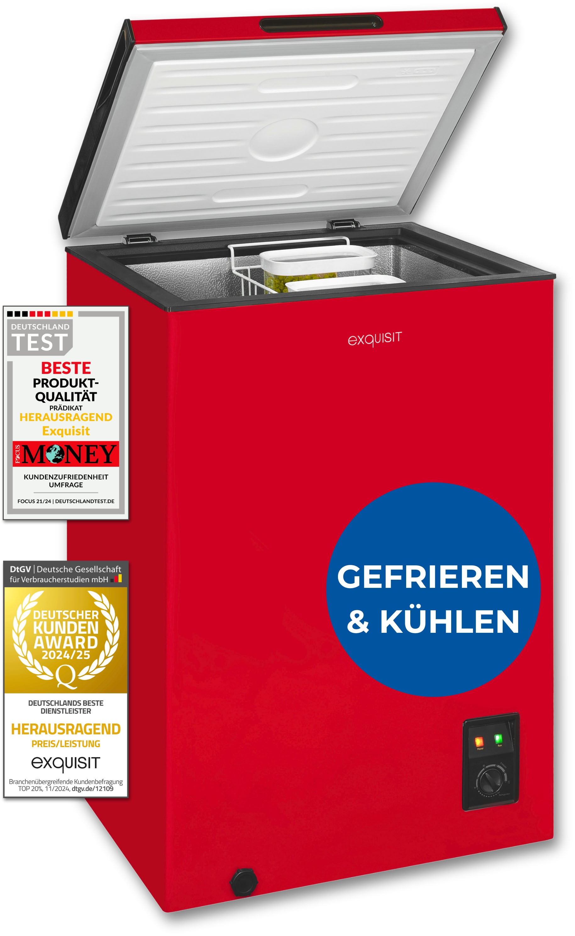 exquisit Gefriertruhe »GT100-050E rot«, 83,5 cm hoch, 54,5 cm breit