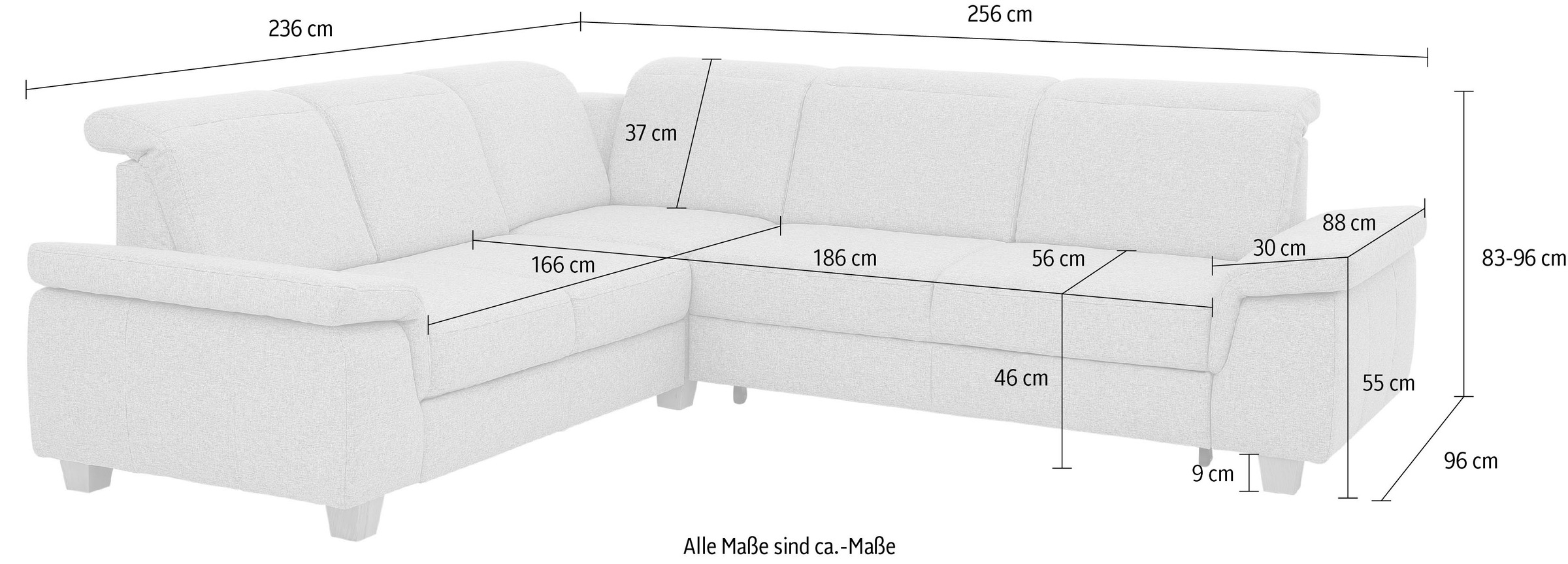 Home affaire Ecksofa »Dalia L-Form« mit Federkernpolsterung, wahlweise mit Bettfunktion, Bettkasten