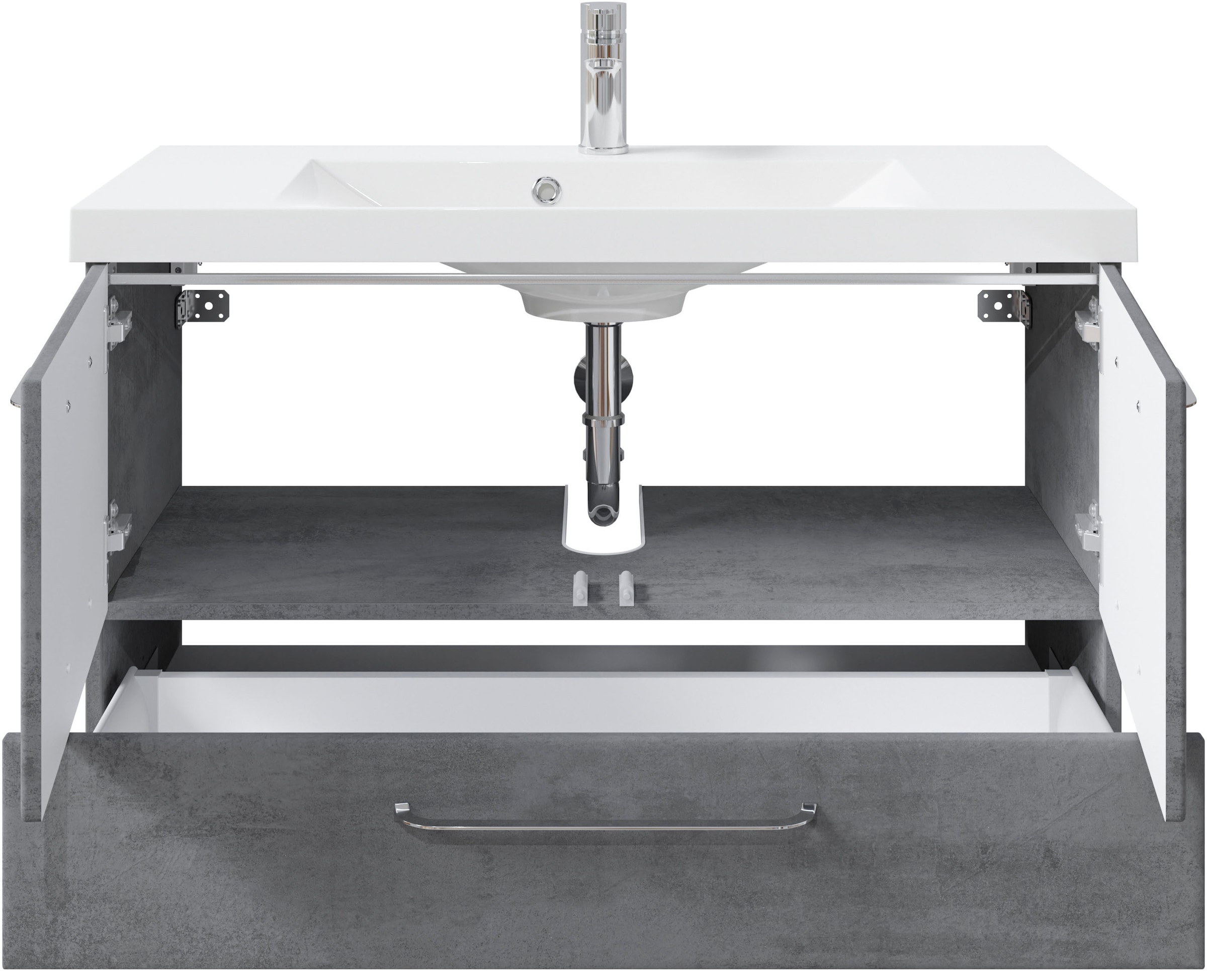 Saphir Badmöbel-Set »Quickset 945 Mineralmarmor-Waschtisch mit Unterschrank, 99 cm breit« 1 Stk. tlg.