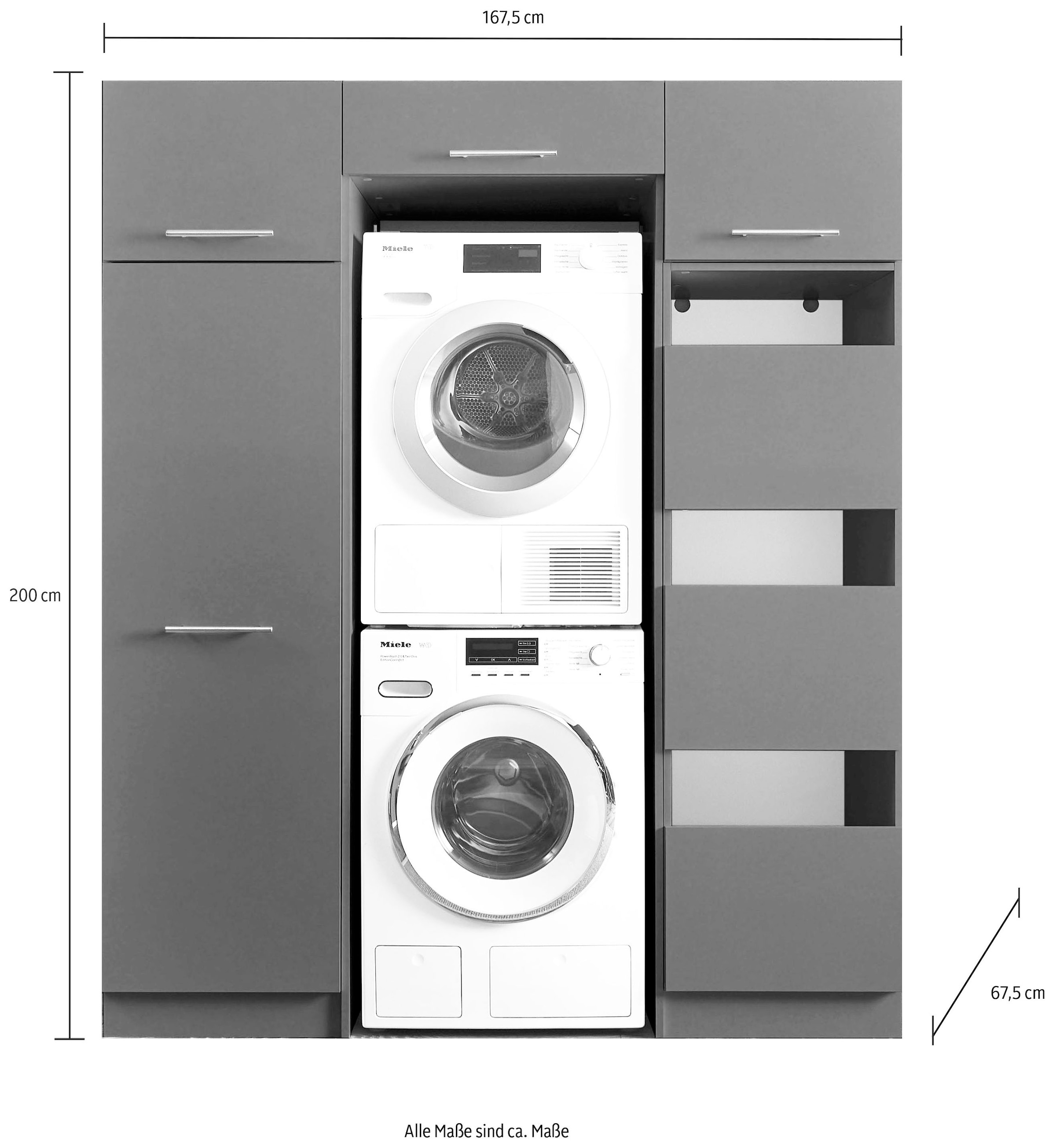 Laundreezy Mehrzweckschrank-Set »LAUNDREEZY LDLK3«, Breite 167,5 cm