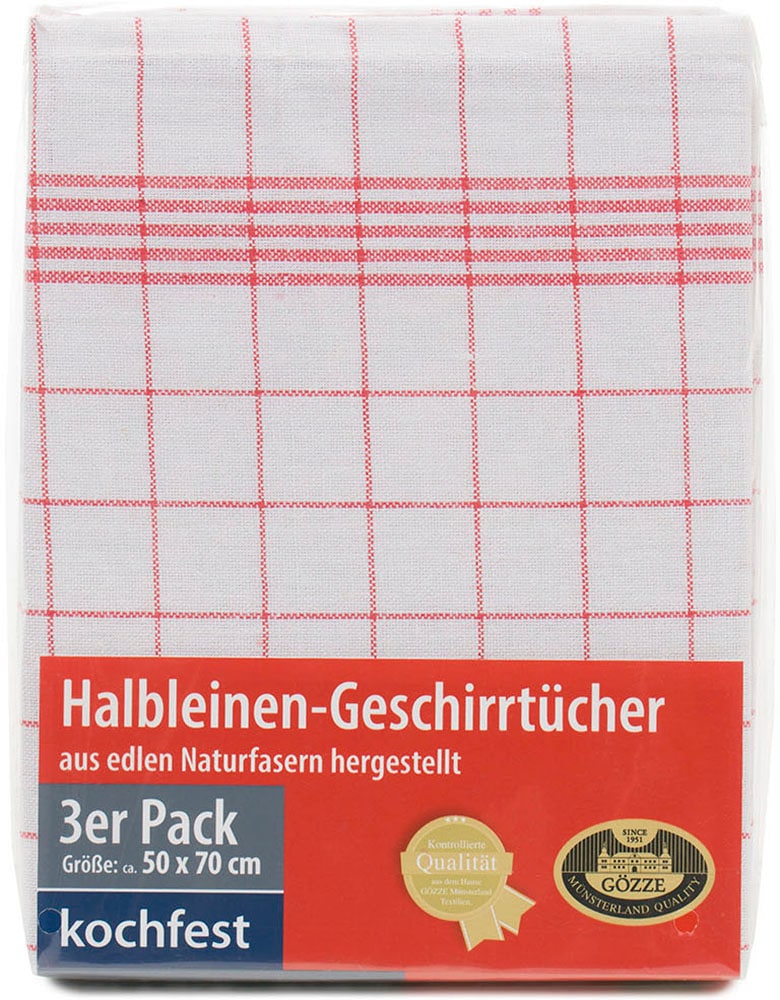 Gözze Geschirrtuch »Halbleinen Geschirrtuch, Des. 60152«, (Set, 3 tlg.), aus edlen Naturfasern