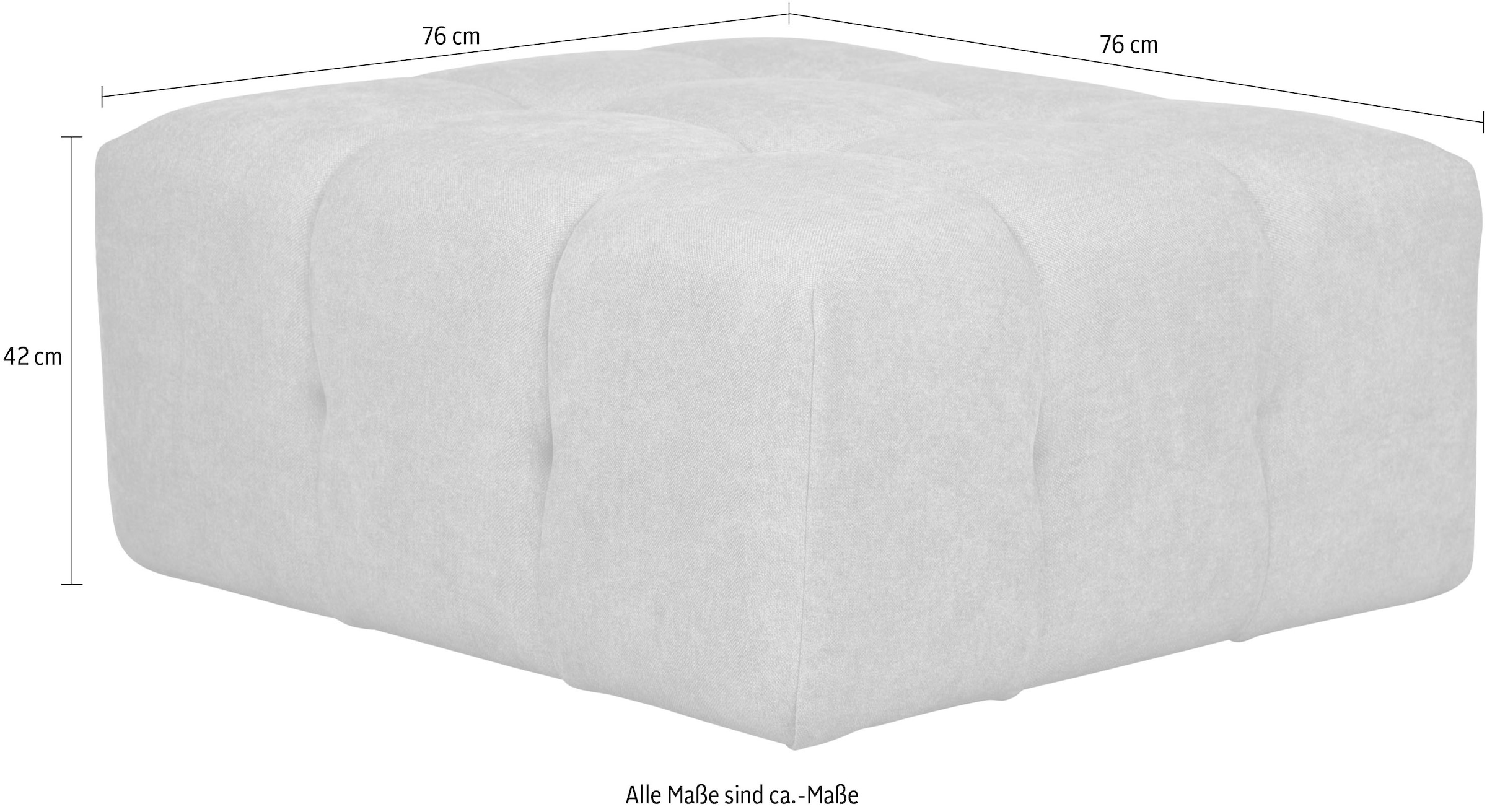 Home affaire Polsterhocker »APERIRE Sitzhocker mit Steppung, Maße B/T/H: 76/76/41 cm« passend zur Serie, hoher Sitzkomfort und modernes Design