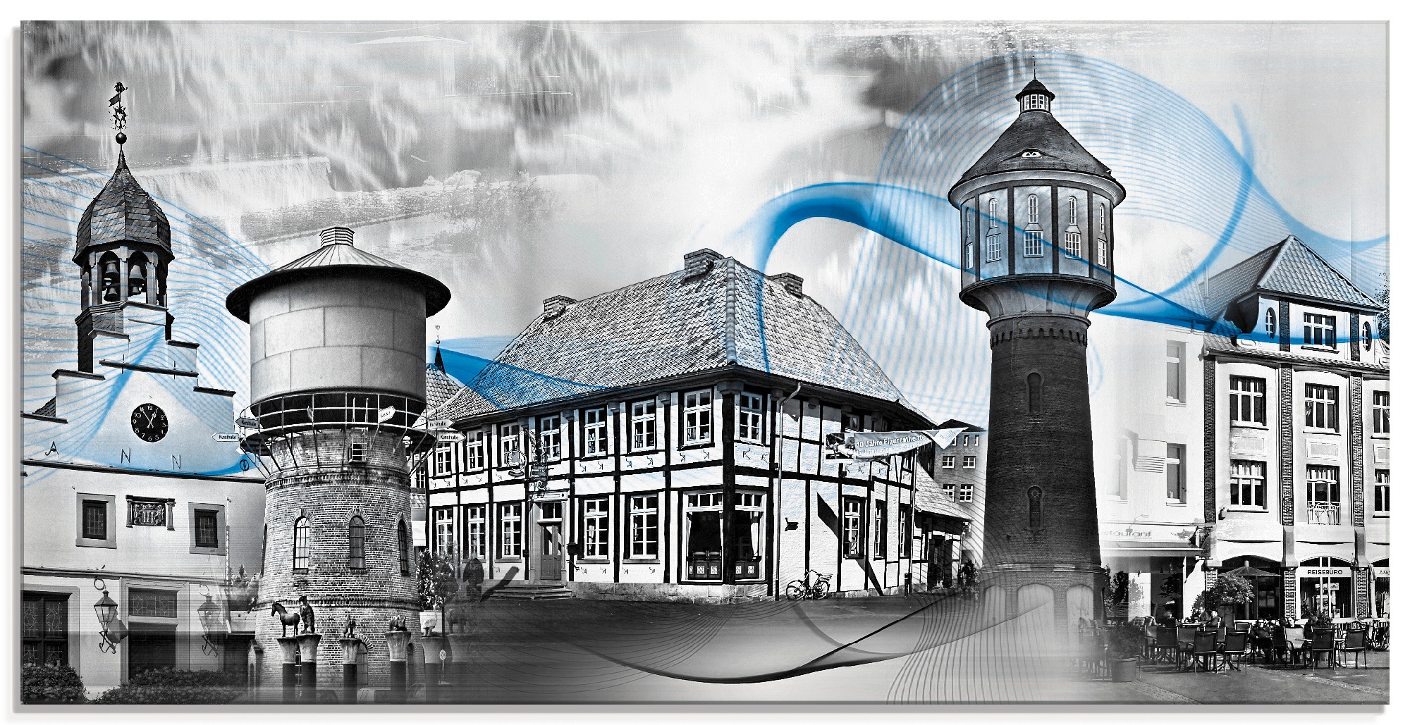 Artland Glasbild »Lingen Emsland Collage 01«, Gebäude, (1 St.)