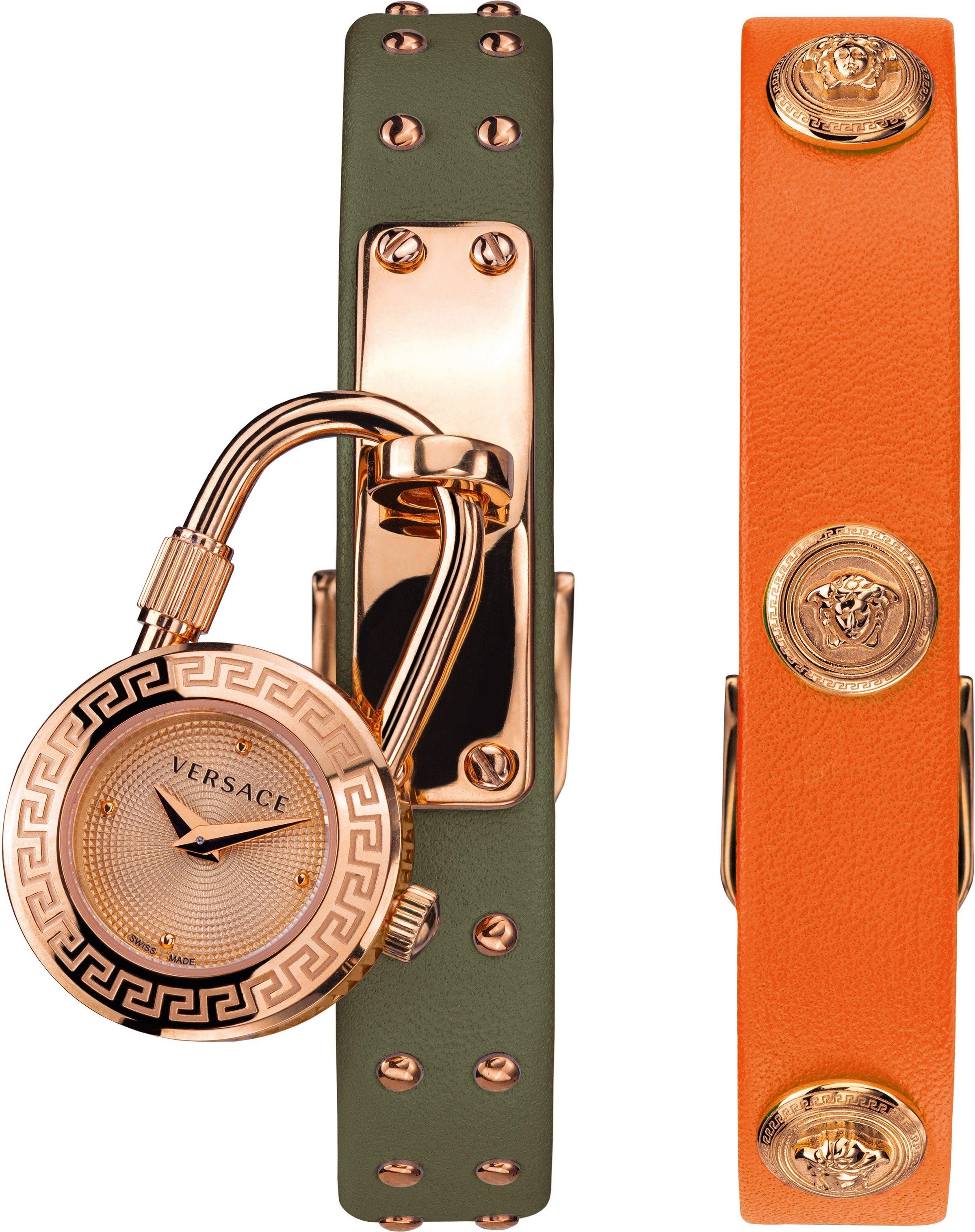 Versace Schweizer Uhr »Medusa Lock Icon, VEDW00519«, (Set, 3 tlg., mit zusätzlichem Lederband)