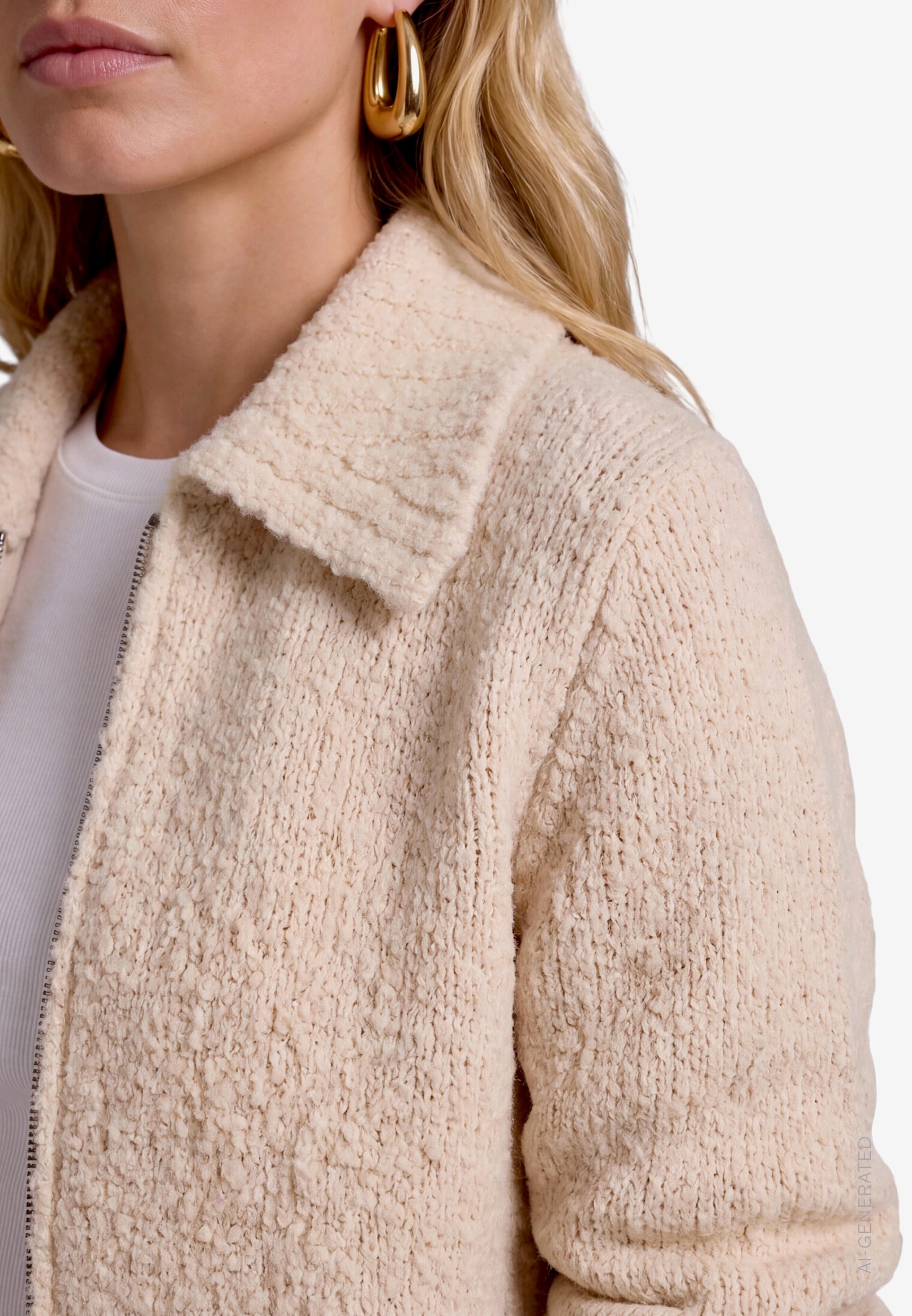 Zero Cardigan Grob-Strickjacke mit Hemdkragen und Reißverschluss