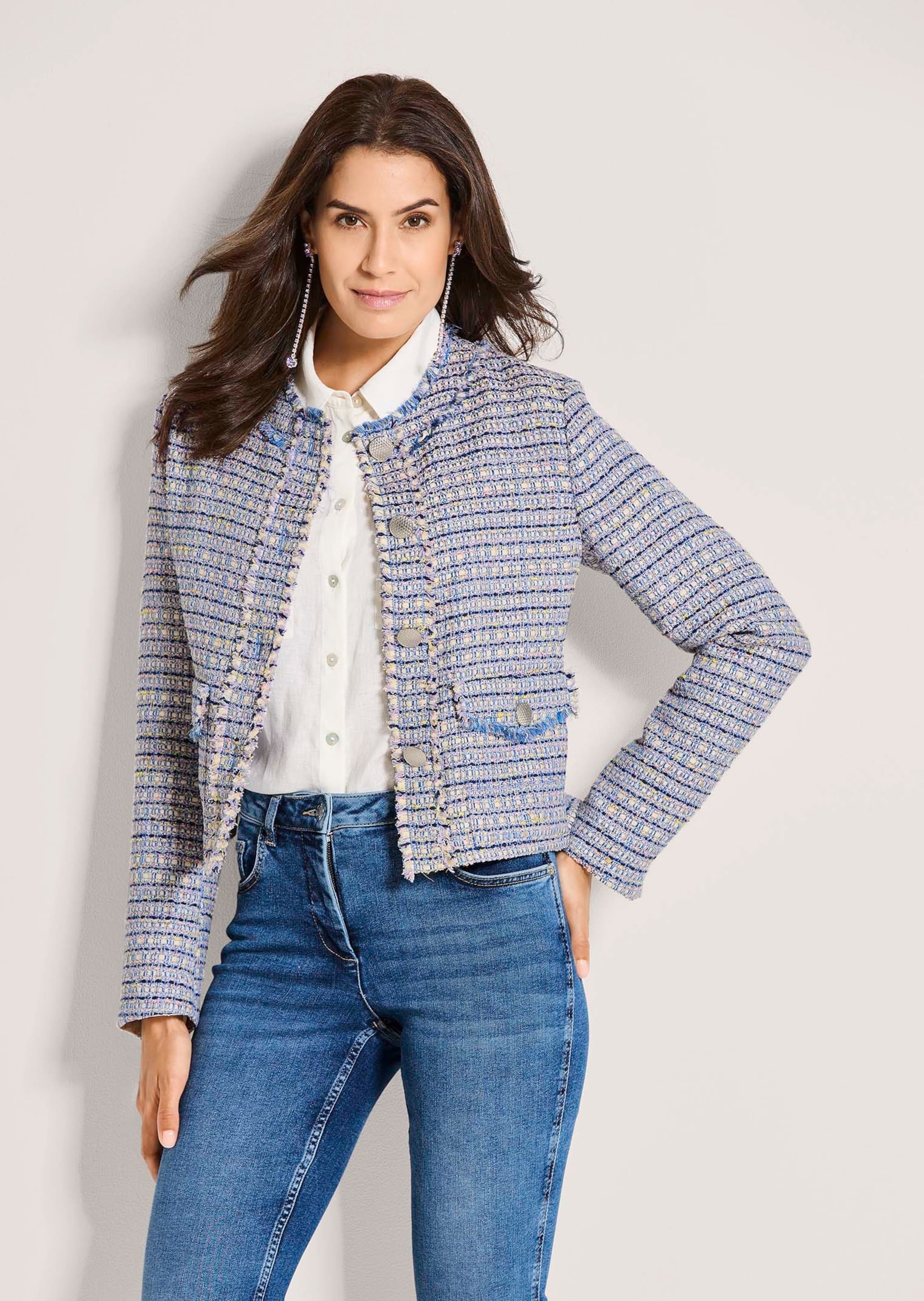 MADELEINE Jackenblazer »Blazer Tweed-Blazer mit Fransendetails«