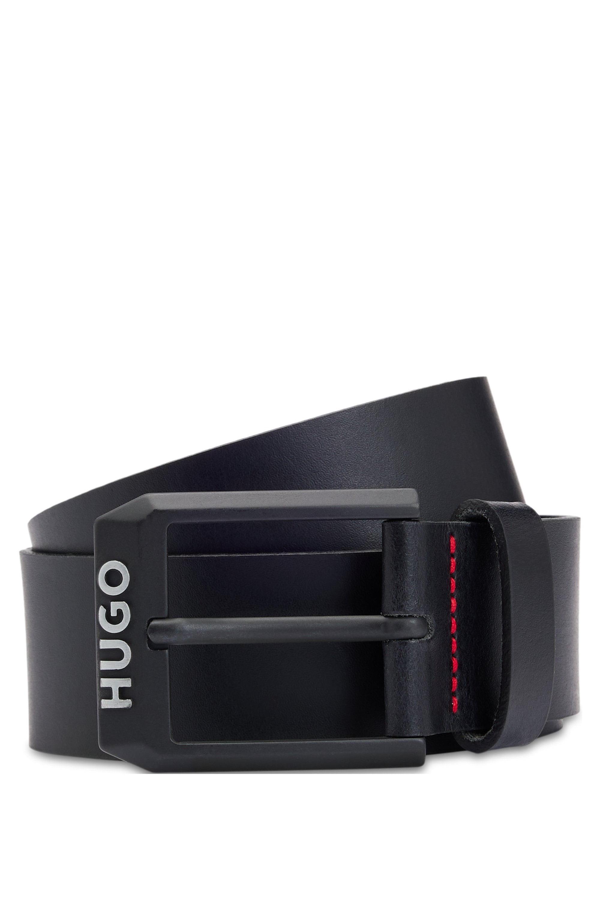 HUGO Ledergürtel »Gelio-B_Sz40« HUGO Markenlabel, rote Ziehnaht