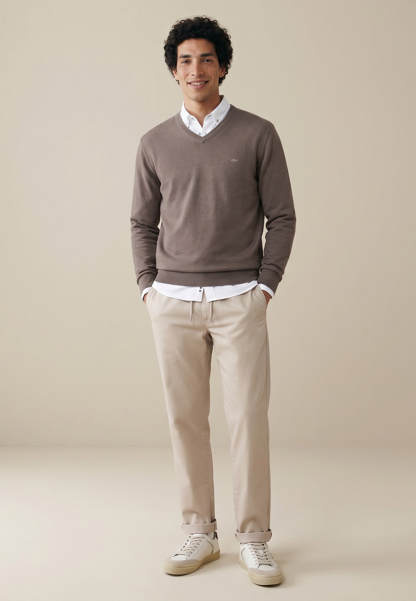 FYNCH-HATTON Strickpullover »FYNCH-HATTON Pullover mit V-Kragen« aus Baumwolle, mit V-Ausschnitt, bequeme Passform