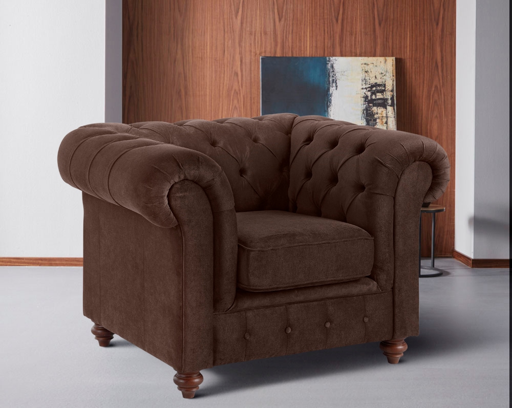 Home affaire Sessel »Chesterfield B/T/H: 105/69/74 cm«, mit hochwertiger Knopfheftung, auch in Leder