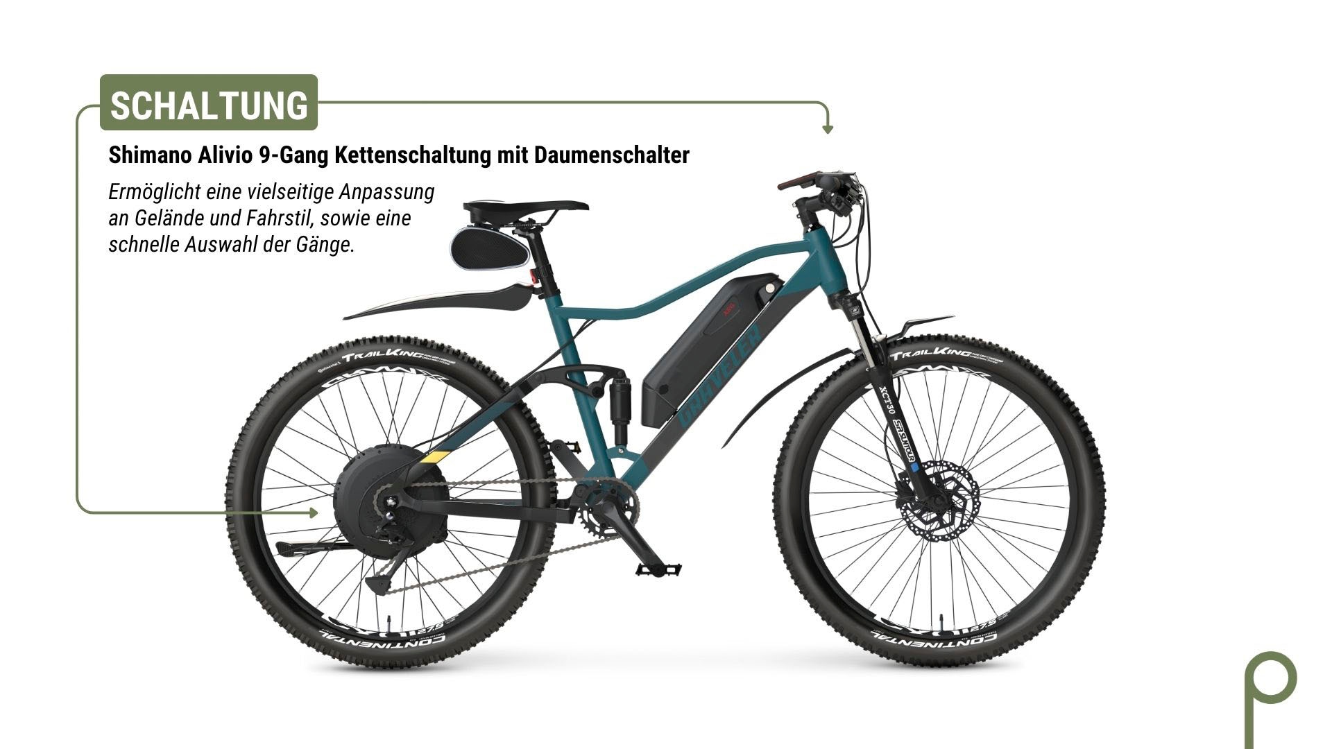 Prophete E-Bike »Graveler«, 9 Gang, Shimano, Alivio, Heckmotor 250 W, Pedelec, Elektrofahrrad für Damen u. Herren, MTB