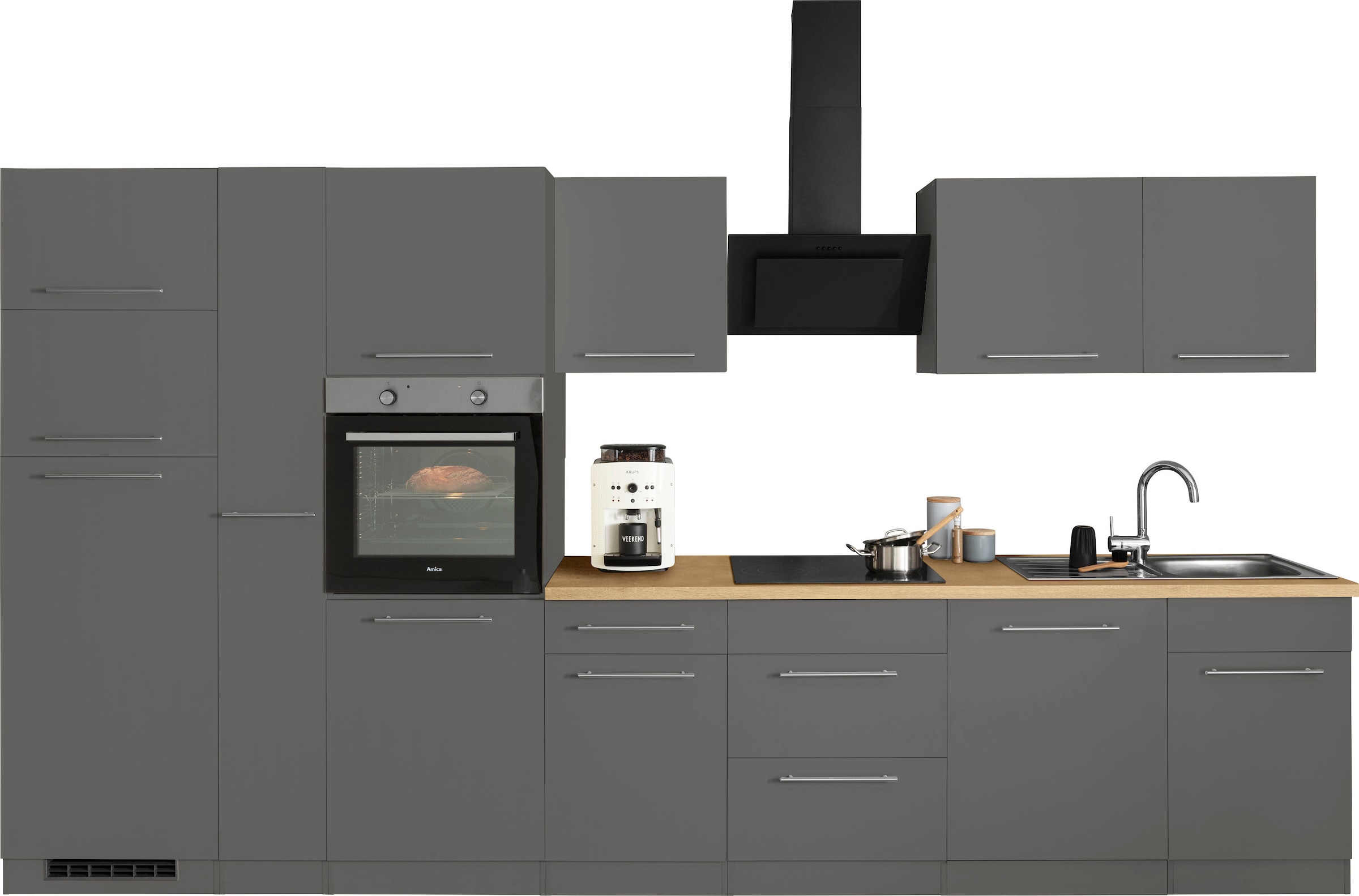 wiho Küchen Küchenzeile 370 cm Breite OTTO »Unna«, online mit E-Geräten, bei