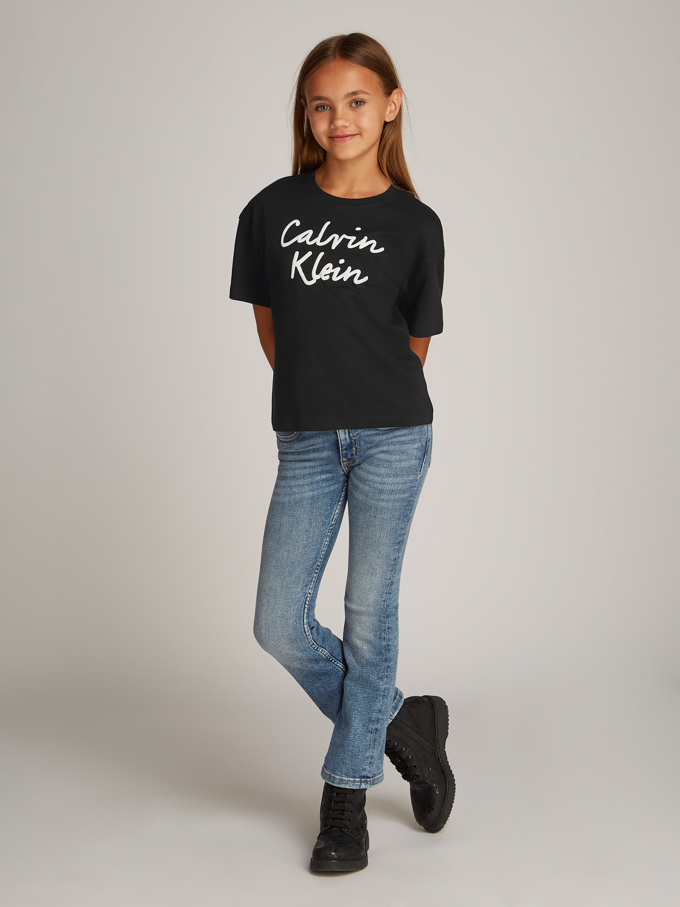 Calvin Klein Jeans T-Shirt »SCRIPT LOGO BOXY SS T-SHIRT«, mit großem Logo