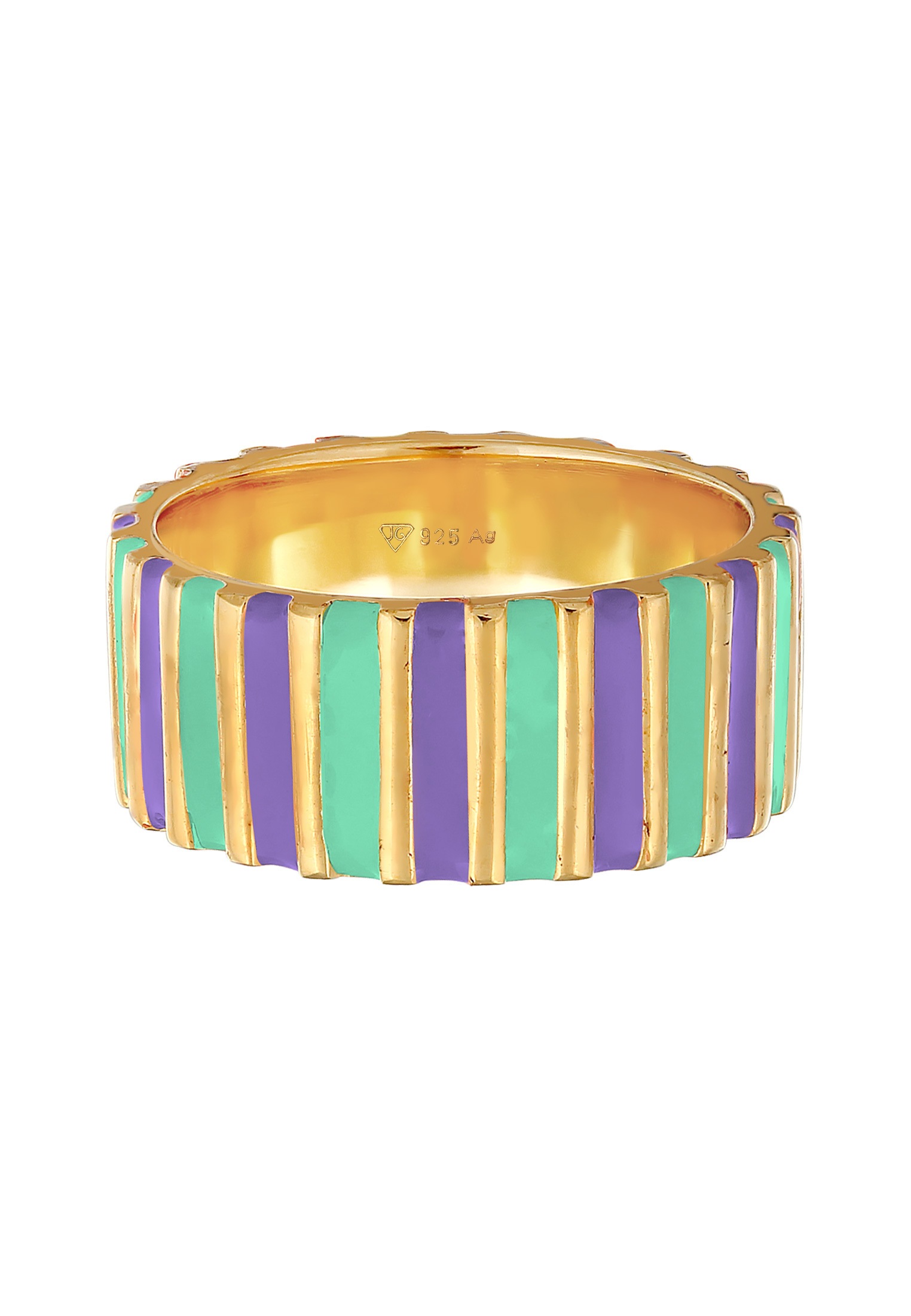 Elli Silberring »Ring Bandring Relief Rillen Emaille 925 Silber«