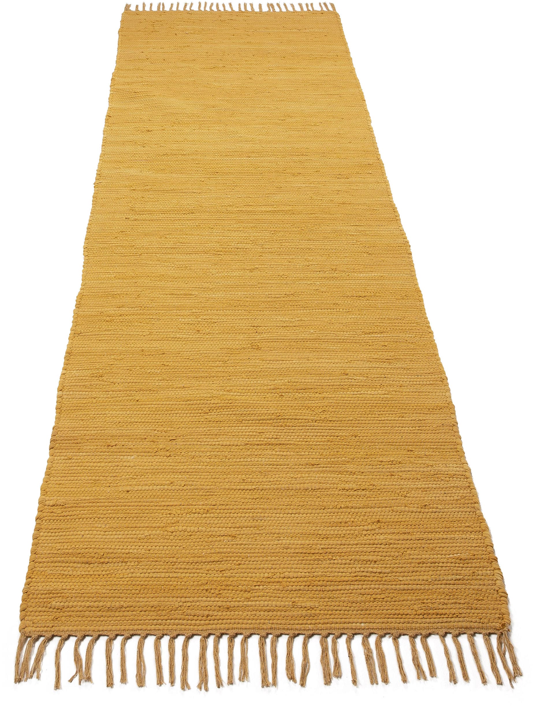 carpetfine Teppich »Kelim Chindi uni«, rechteckig, 5 mm Höhe, Wendeteppich, reine Baumwolle, handgewebt, Uni-Farben, mit Fransen